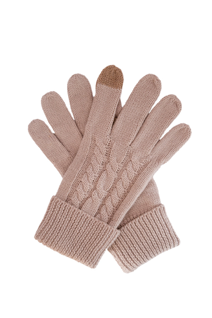 Merino Knitted Gloves - Almond