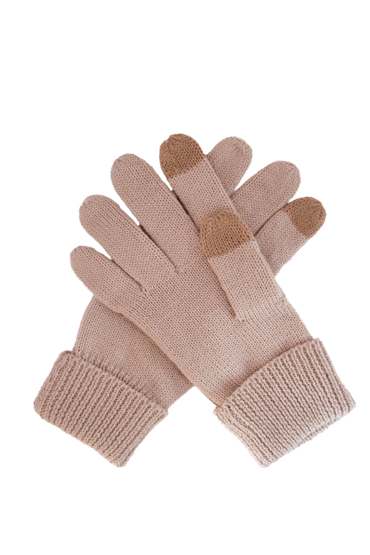 Merino Knitted Gloves - Almond