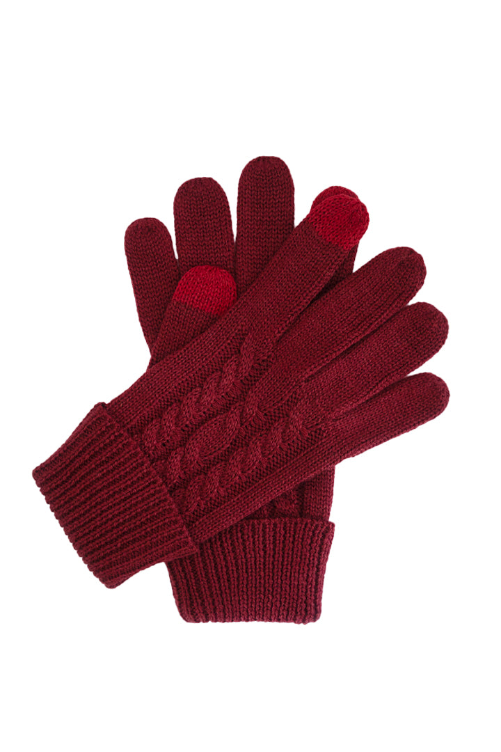 Merino Knitted Gloves - Cabernet