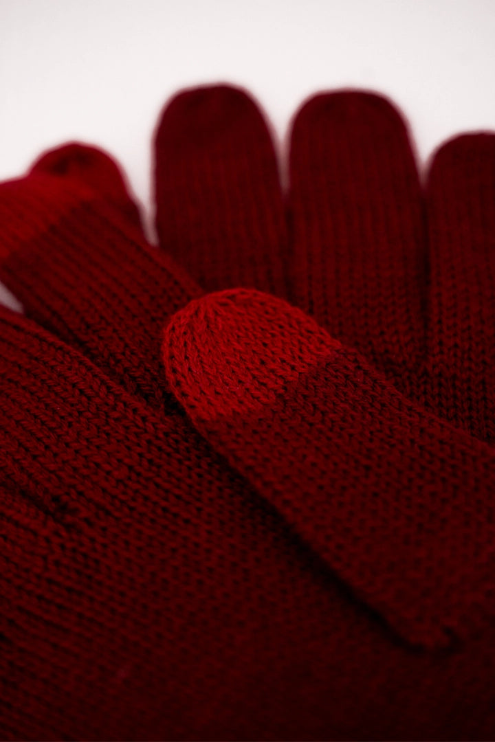 Merino Knitted Gloves - Cabernet