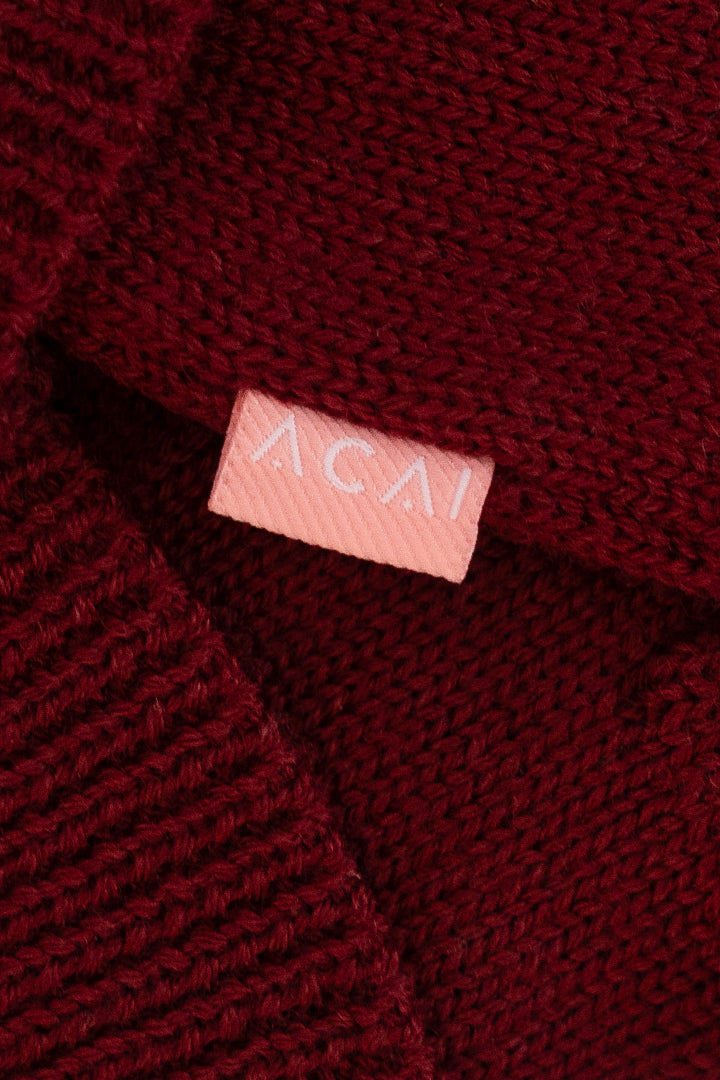 Merino Knitted Gloves - Cabernet