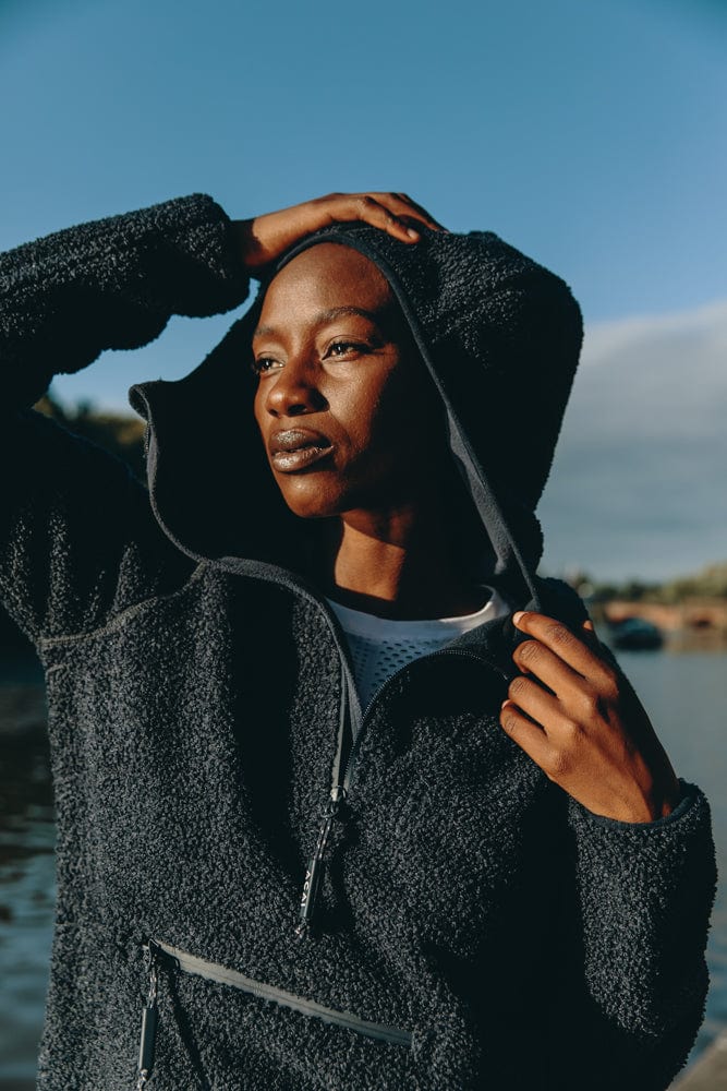 Windproof Fleece Hoodie - Deep Navy Sweatshirt