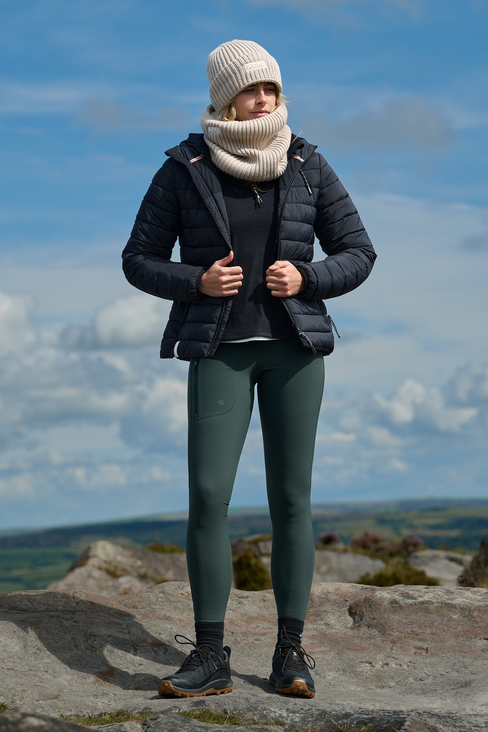 Shower Resistant Softshell Leggings - Forest Green
