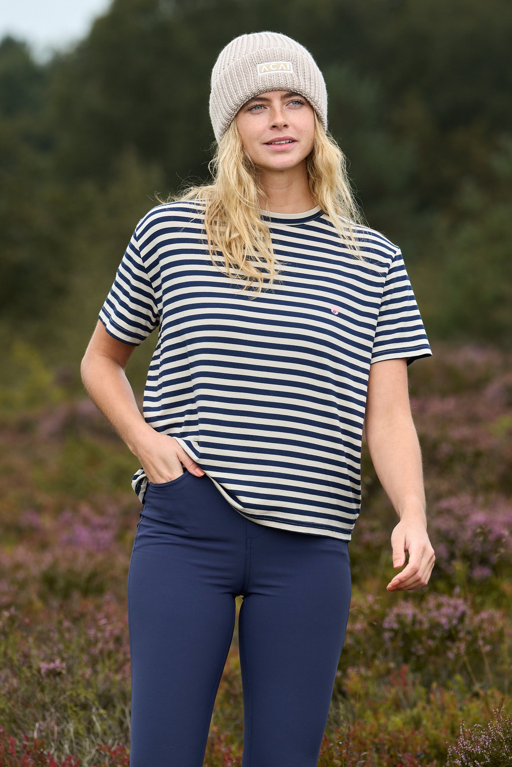 Glide Boxy Tee - Navy Stripe