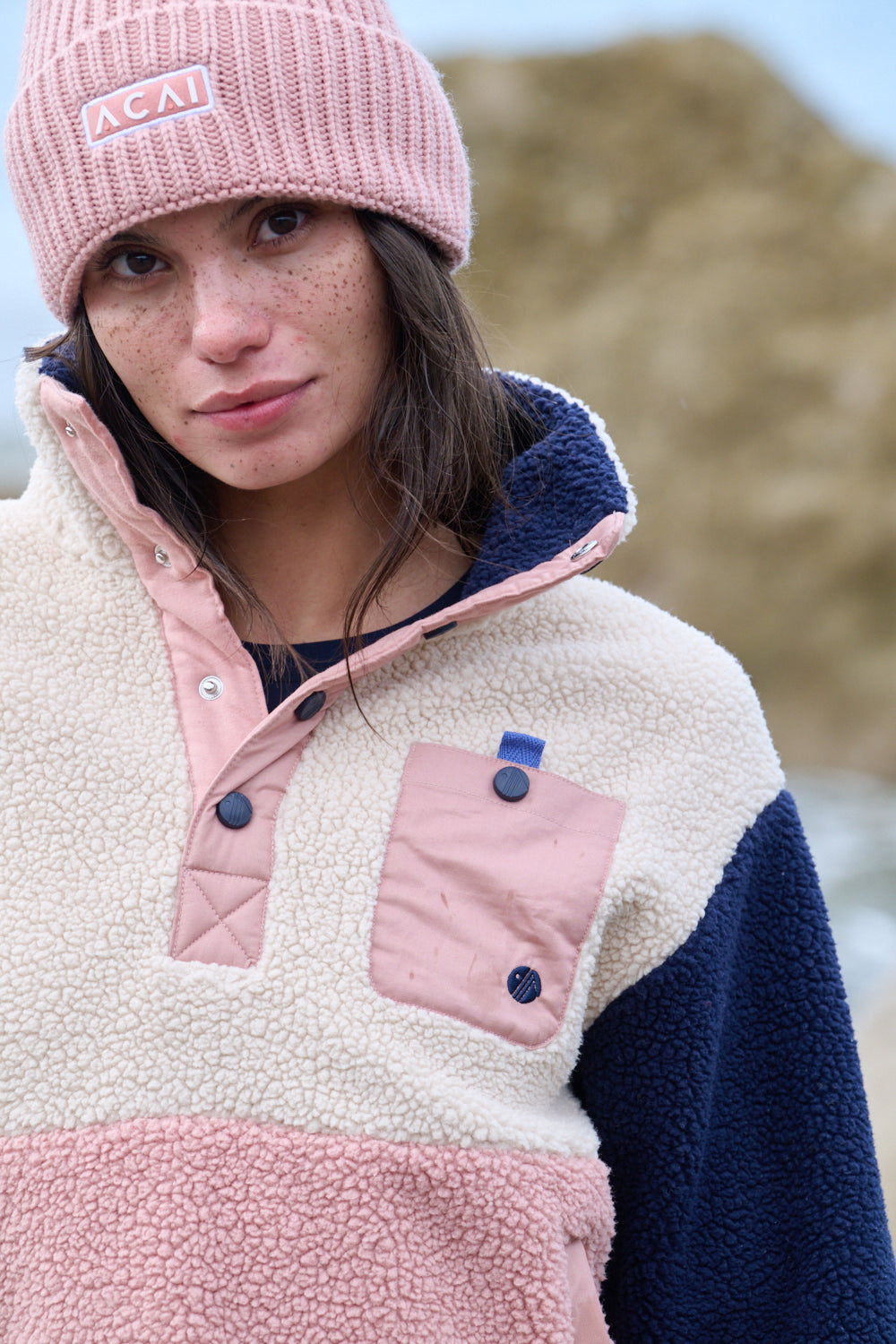Campfire Colourblock Fleece - Dusky Pink