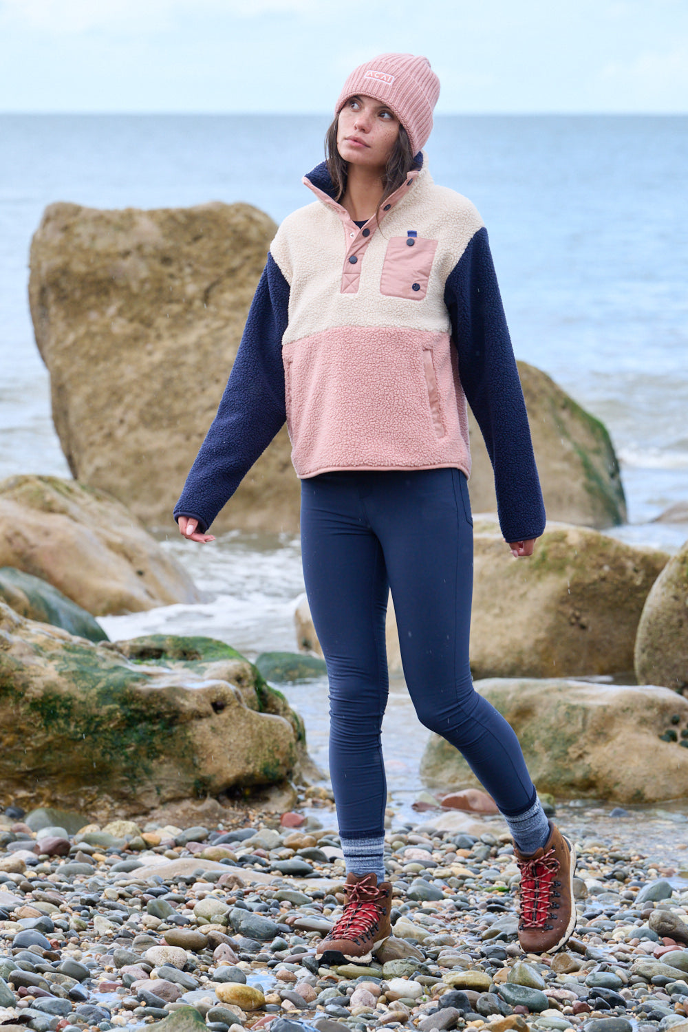 Campfire Colourblock Fleece - Dusky Pink