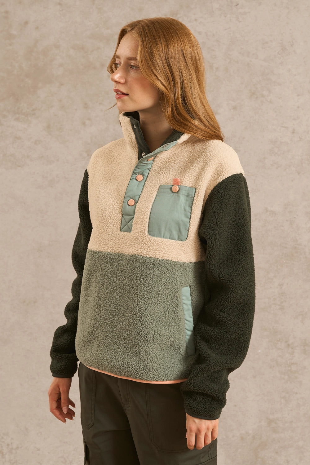 Campfire Colourblock Fleece - Forest Green