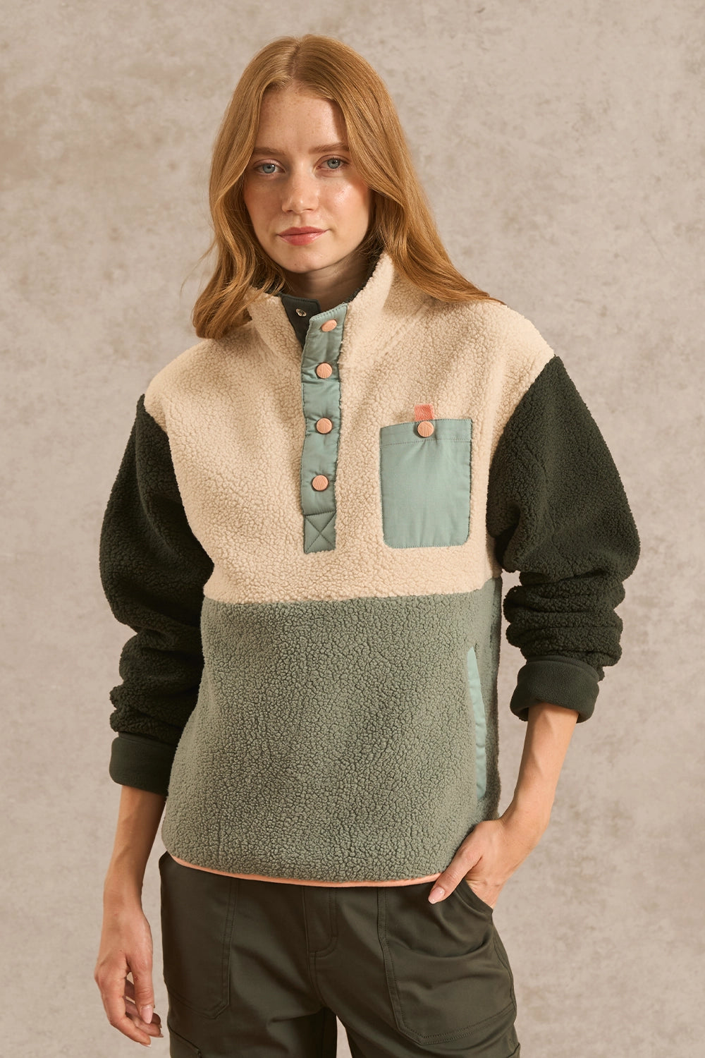 Campfire Colourblock Fleece - Forest Green