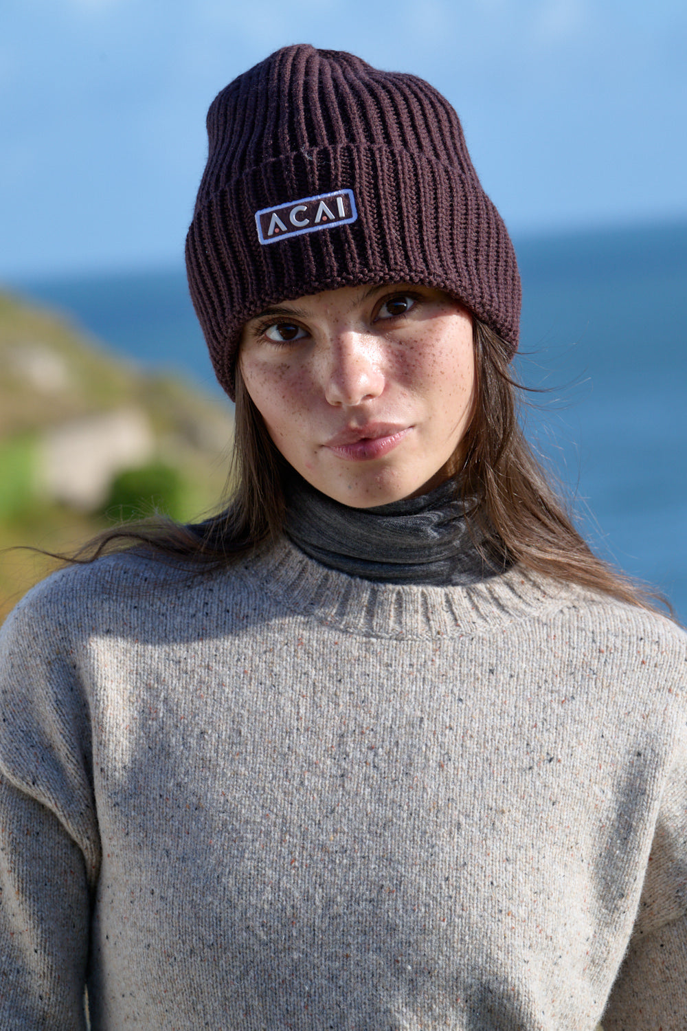 Merino Wool Beanie - Chocolate Plum