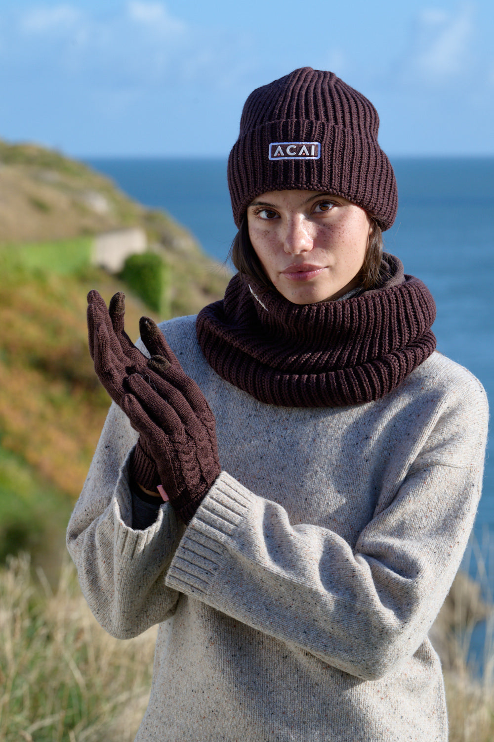 Merino Wool Beanie - Chocolate Plum