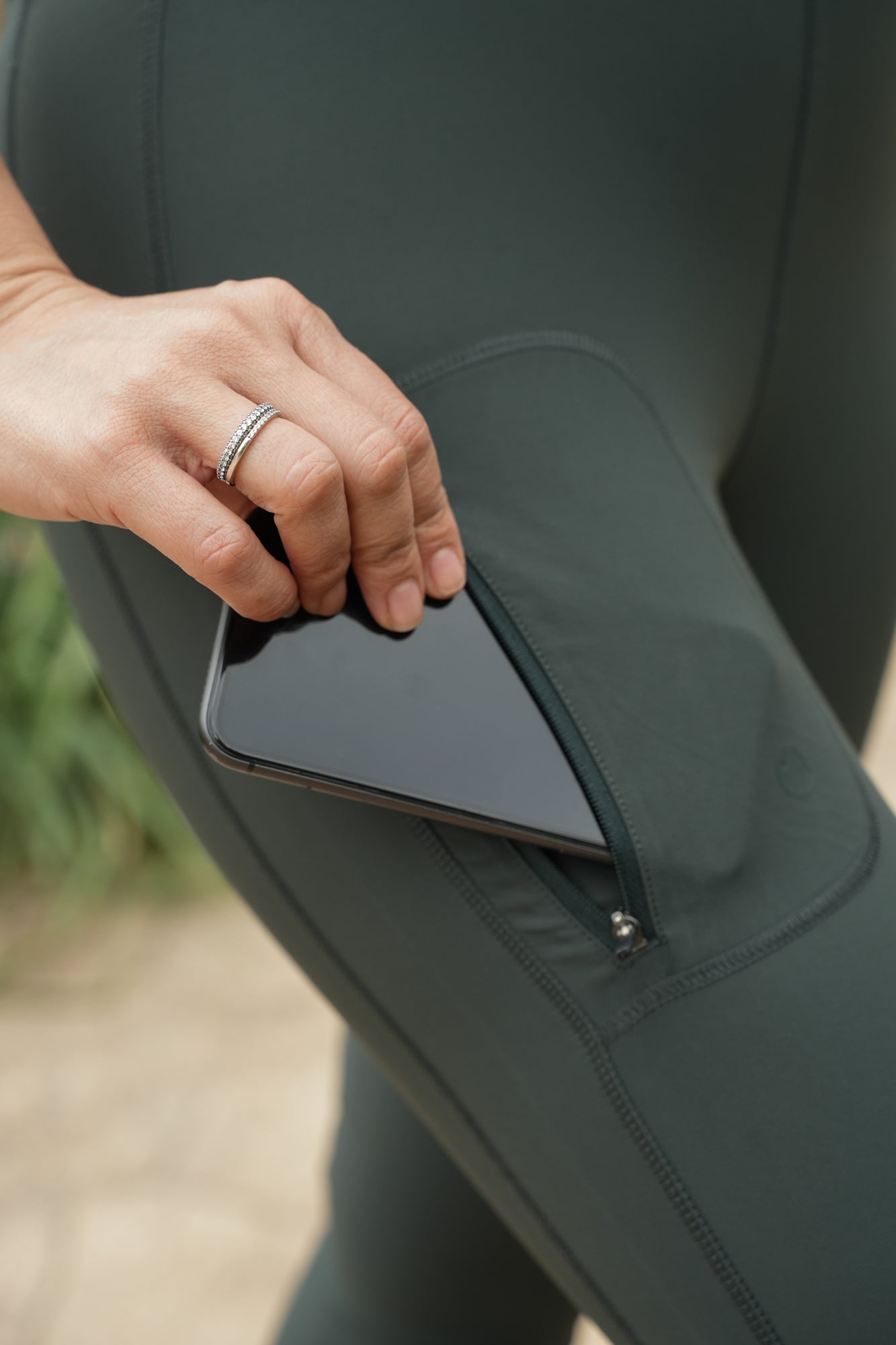 Shower Resistant Softshell Leggings - Woodland Green