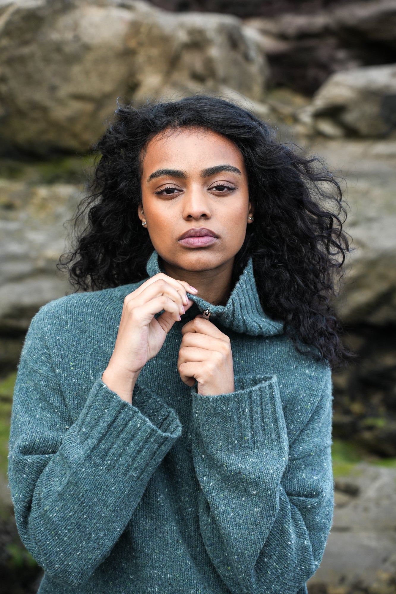 Wildwood Quarter Zip Knitted Jumper - Wild Fern