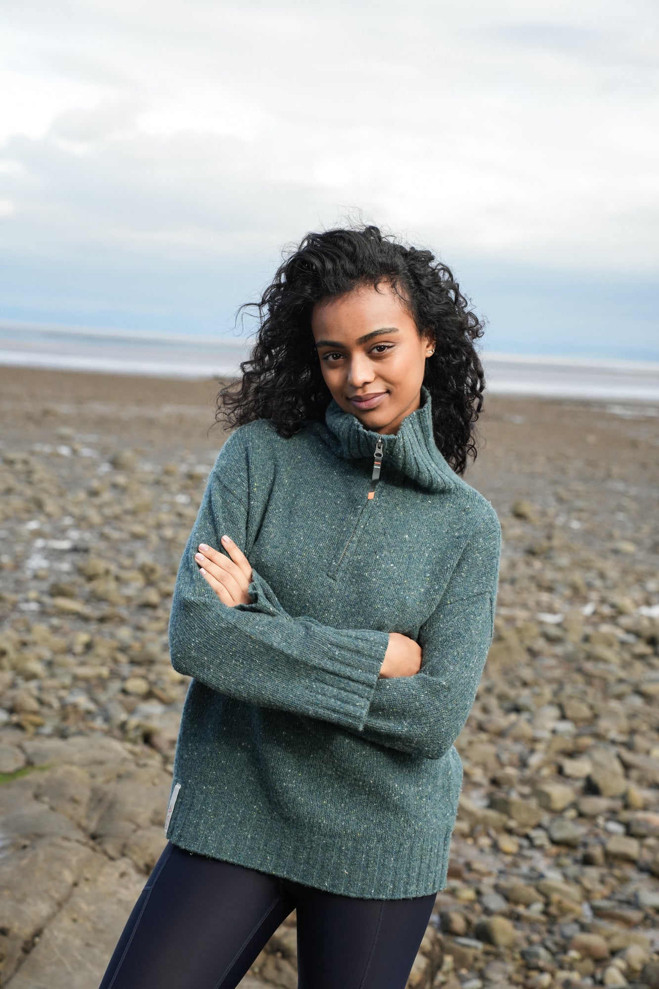 Wildwood Quarter Zip Knitted Jumper - Wild Fern