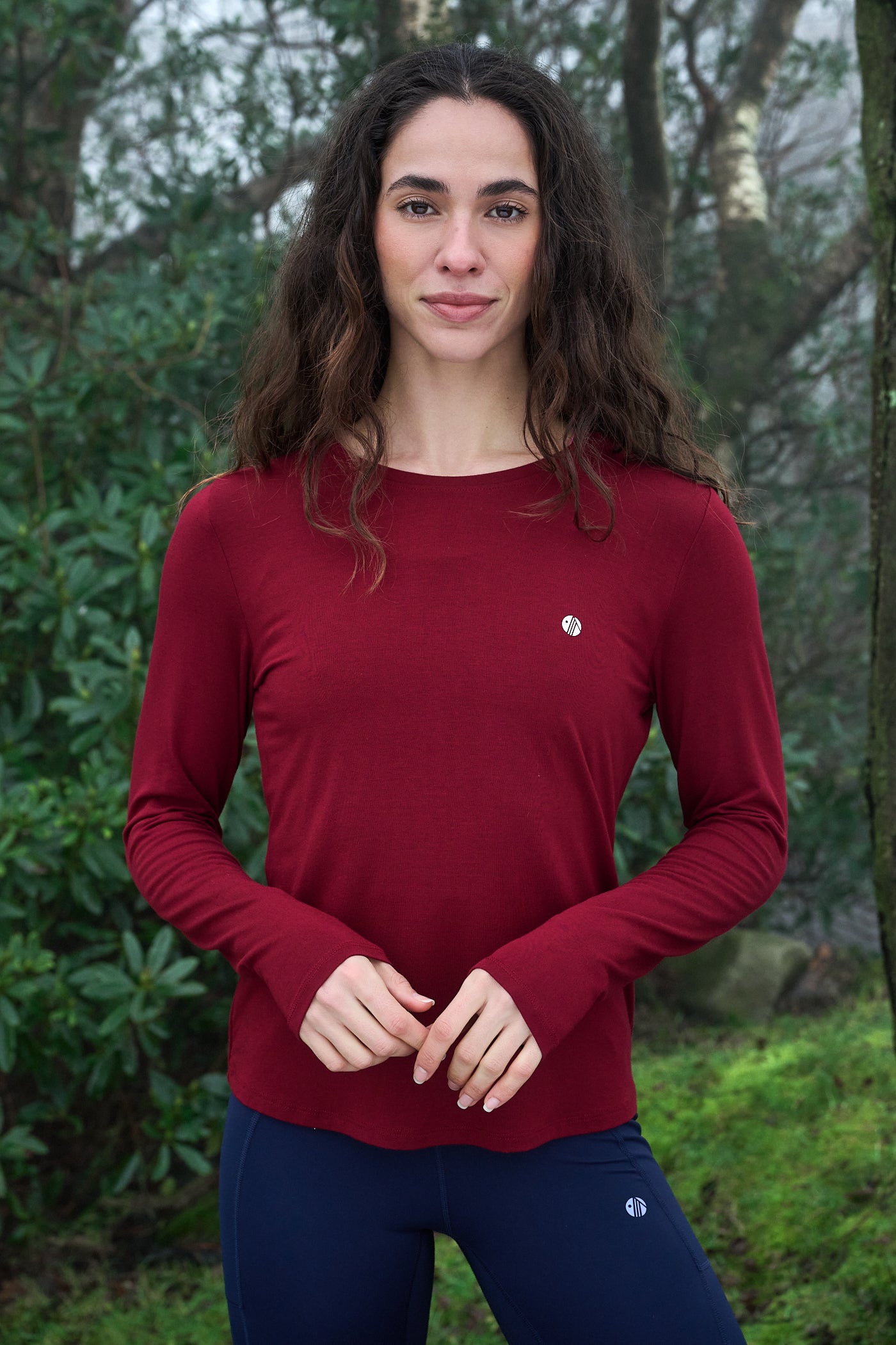On The Go Bamboo Long Sleeve Tee - Cabernet