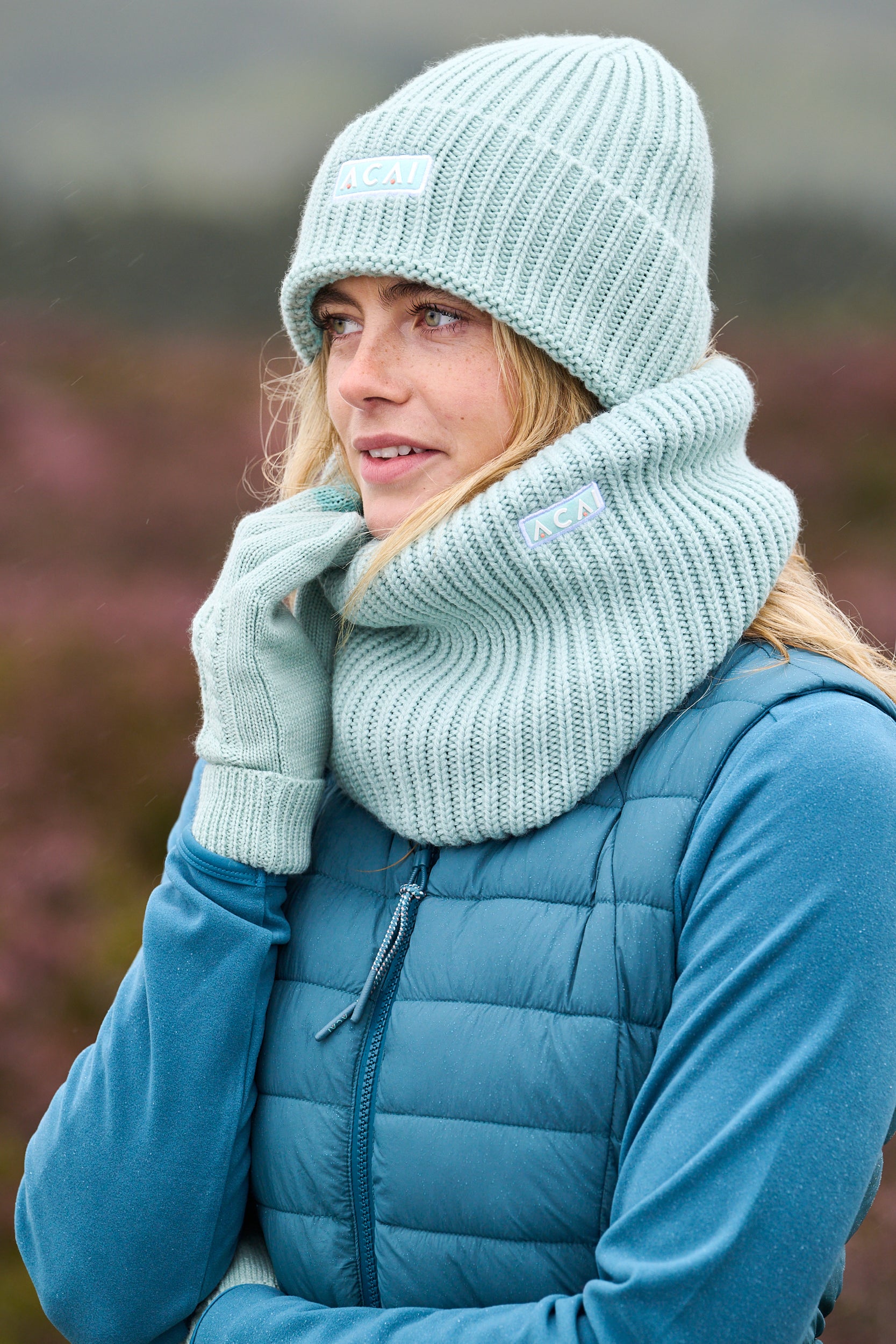 Merino Knitted Gloves - Sea Foam