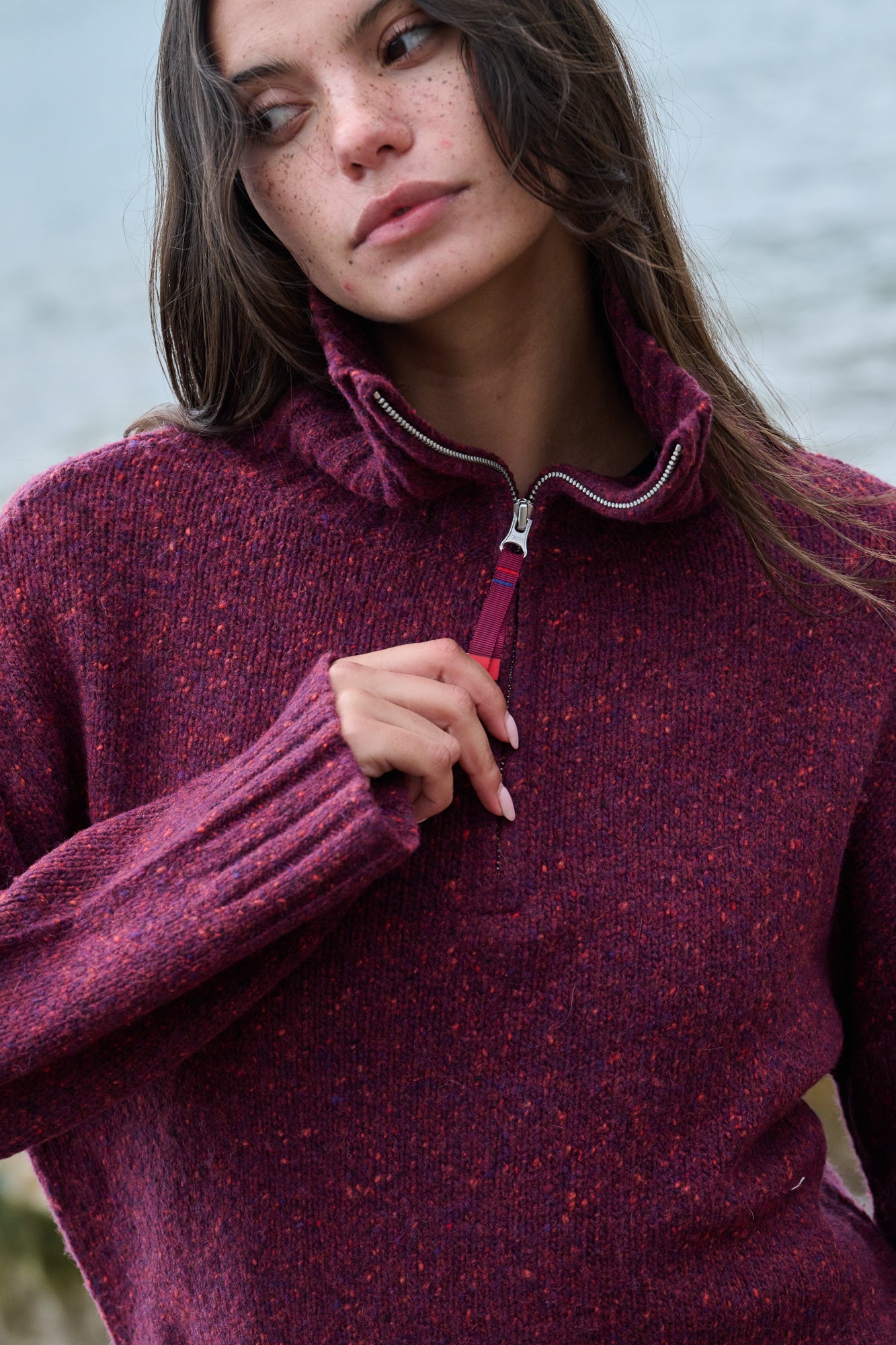 Wildwood Quarter Zip Knitted Jumper - Cabernet