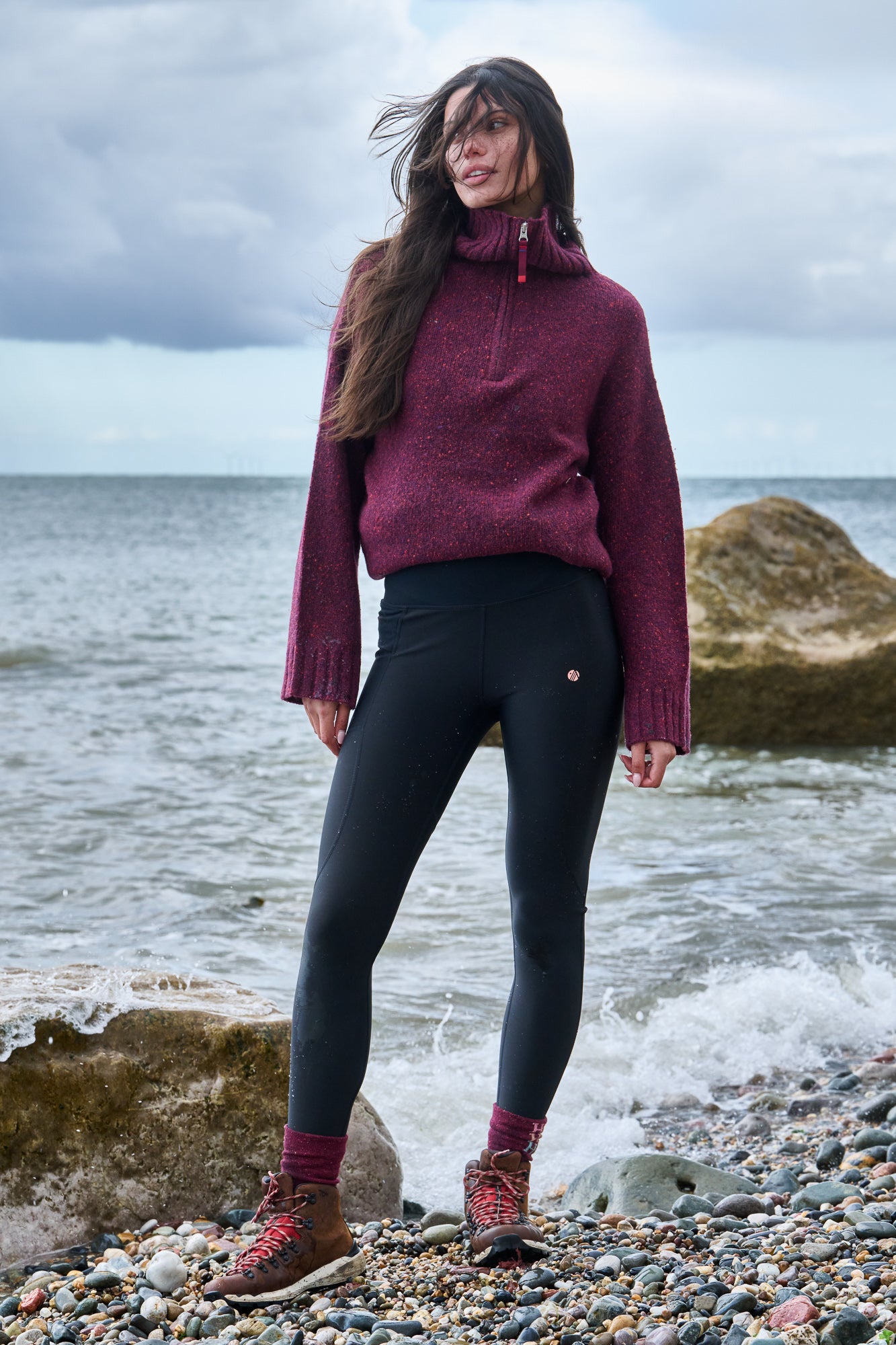 Wildwood Quarter Zip Knitted Jumper - Cabernet