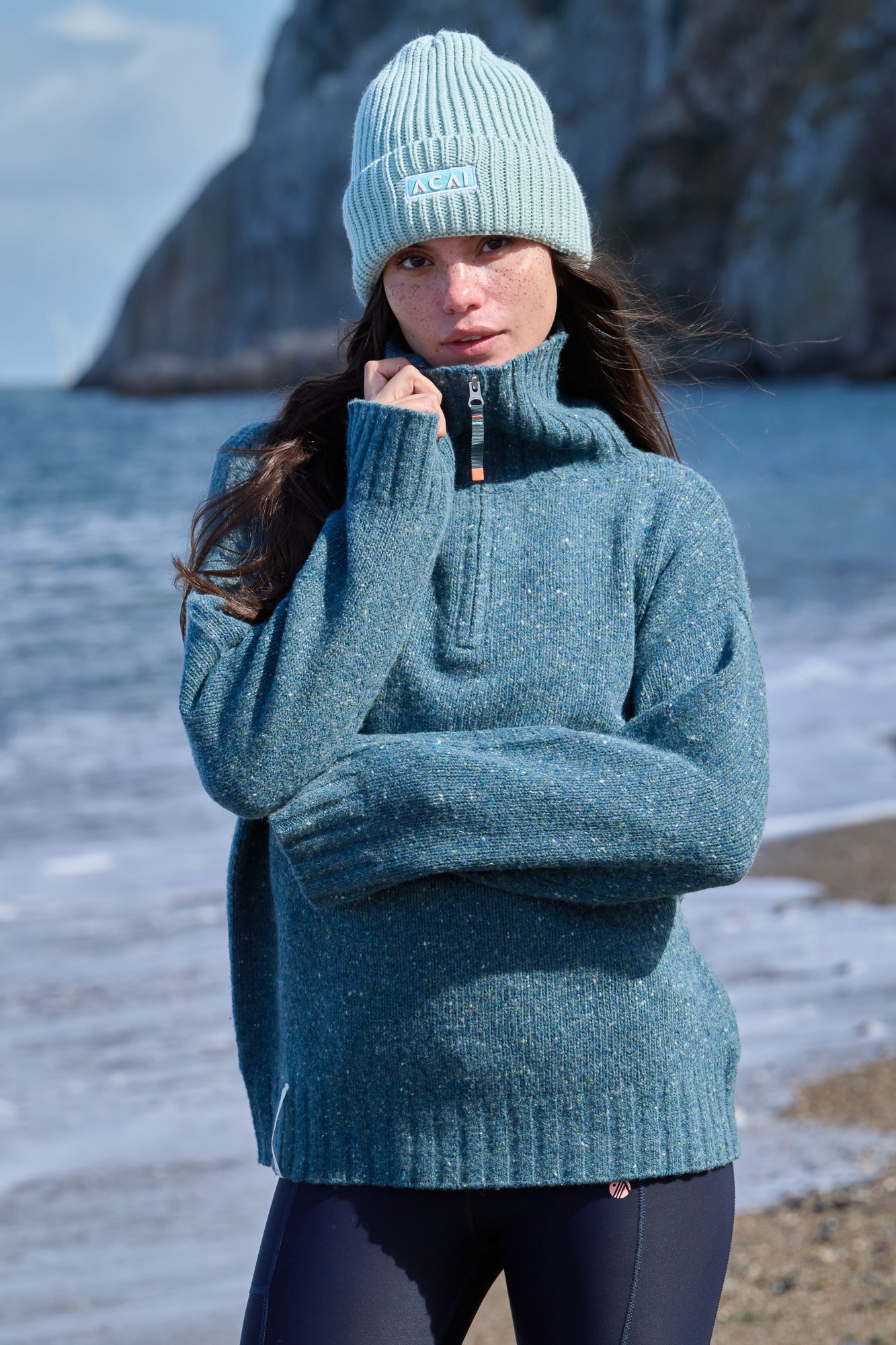 Wildwood Quarter Zip Knitted Jumper - Wild Fern