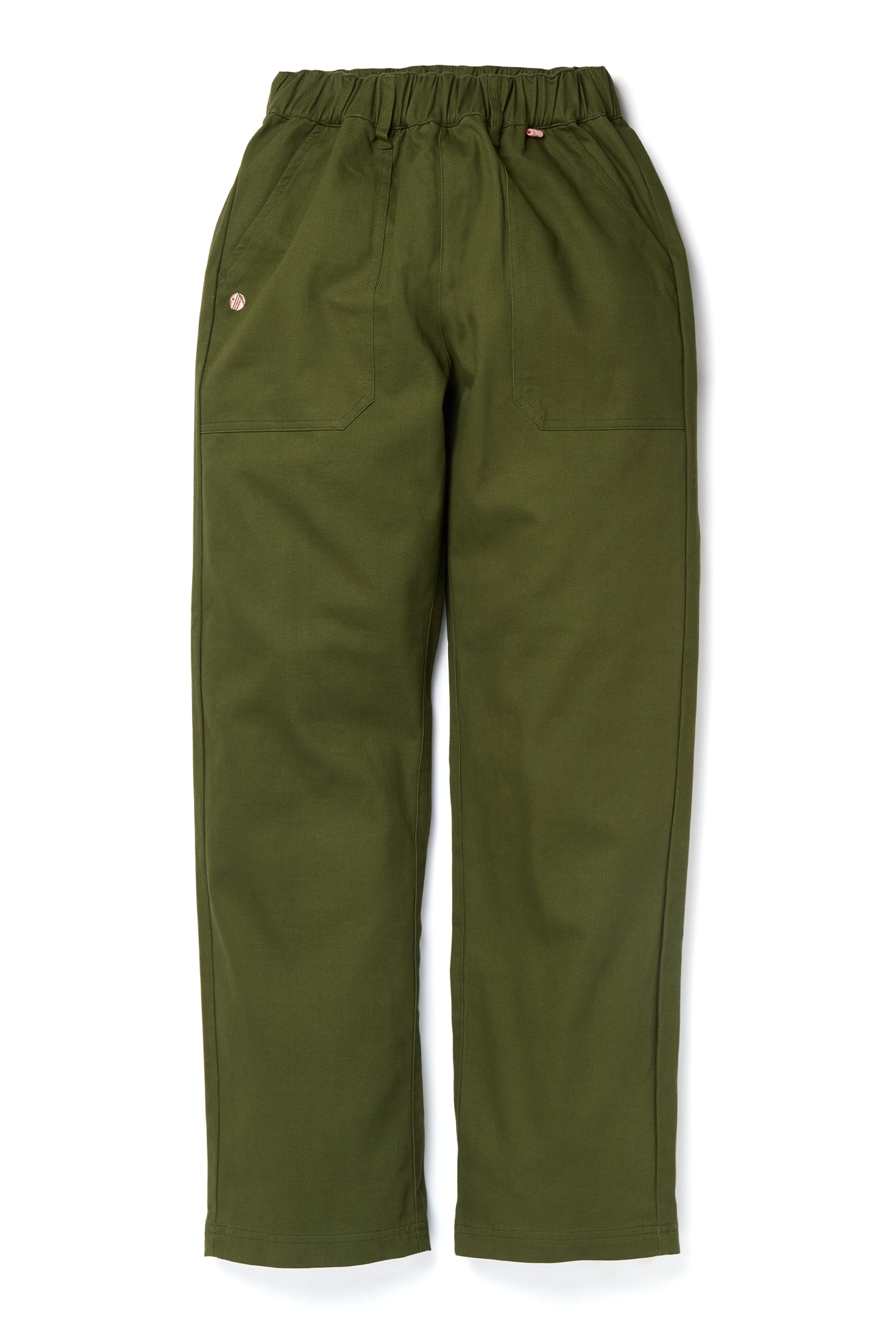 Cotton Straight Leg Pants - Elm Green Trousers