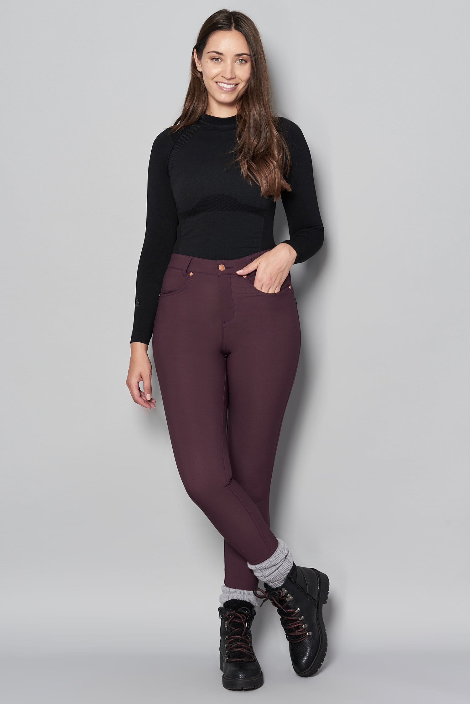 Thermal Skinny Outdoor Trousers - Aubergine Trousers