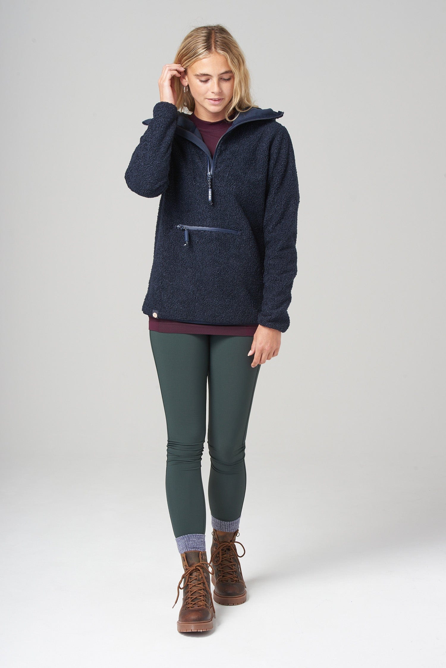 Windproof Fleece Hoodie - Deep Navy Sweatshirt