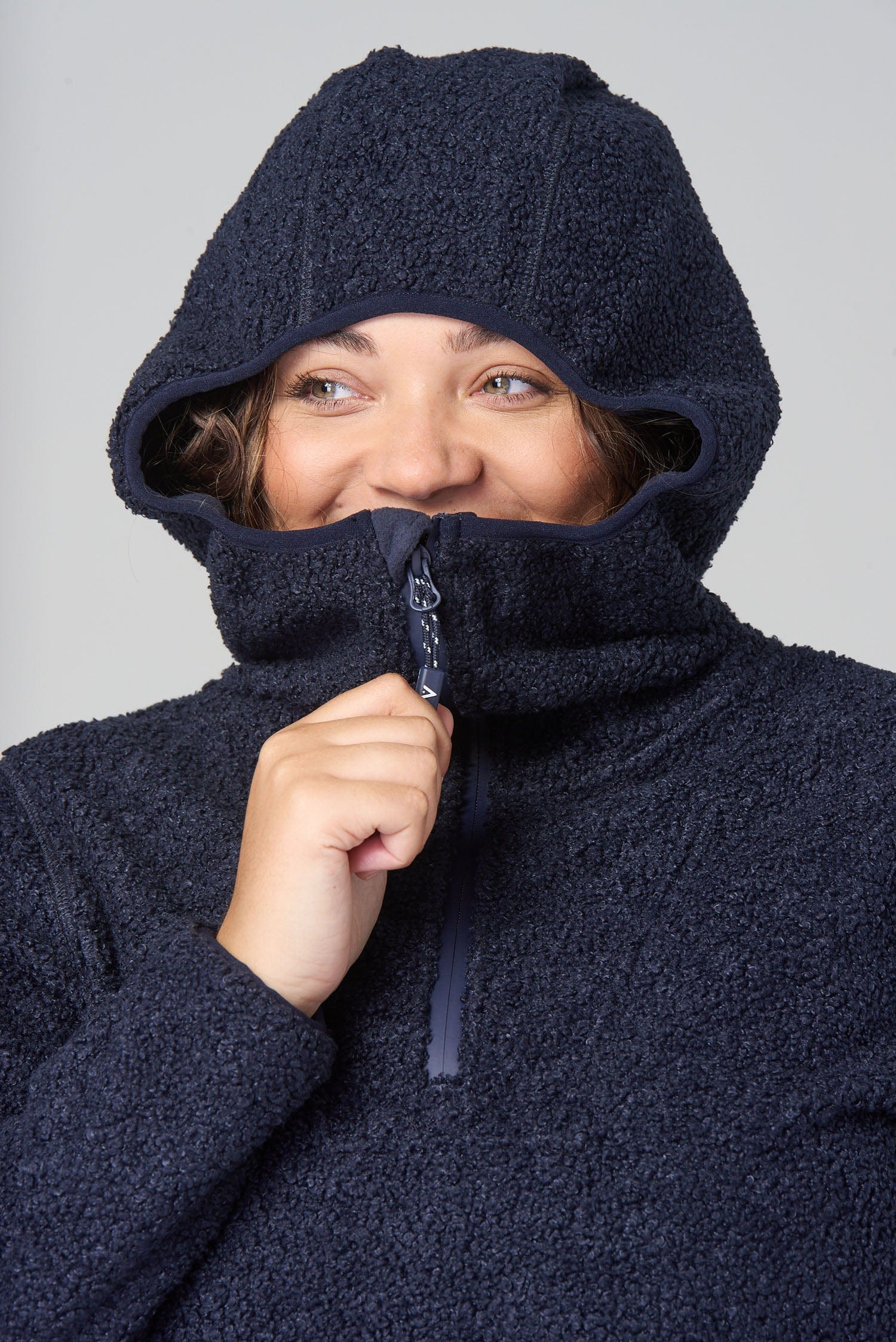 Windproof Fleece Hoodie - Deep Navy Sweatshirt  