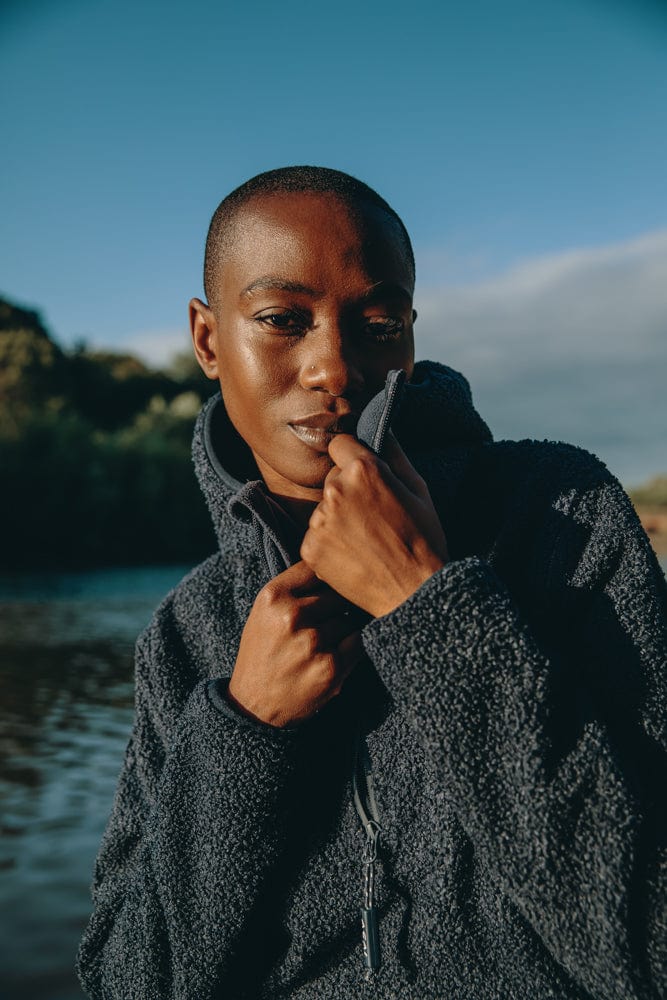 Windproof Fleece Hoodie - Deep Navy Sweatshirt  