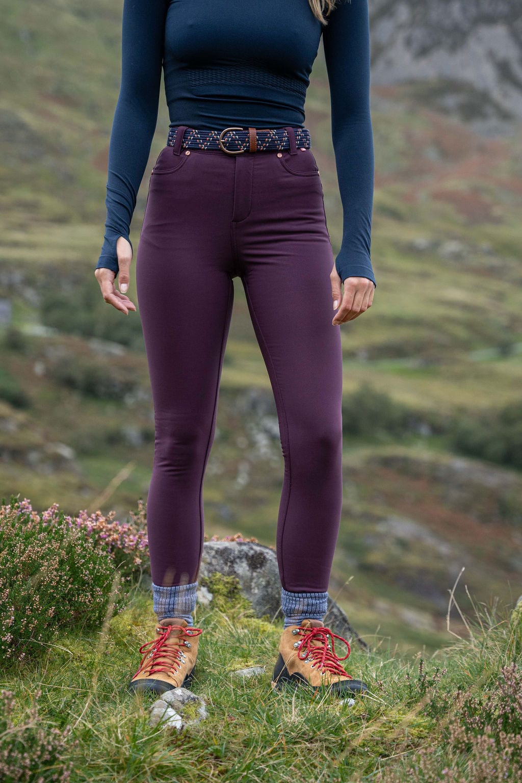 Thermal Skinny Outdoor Trousers - Aubergine Trousers  