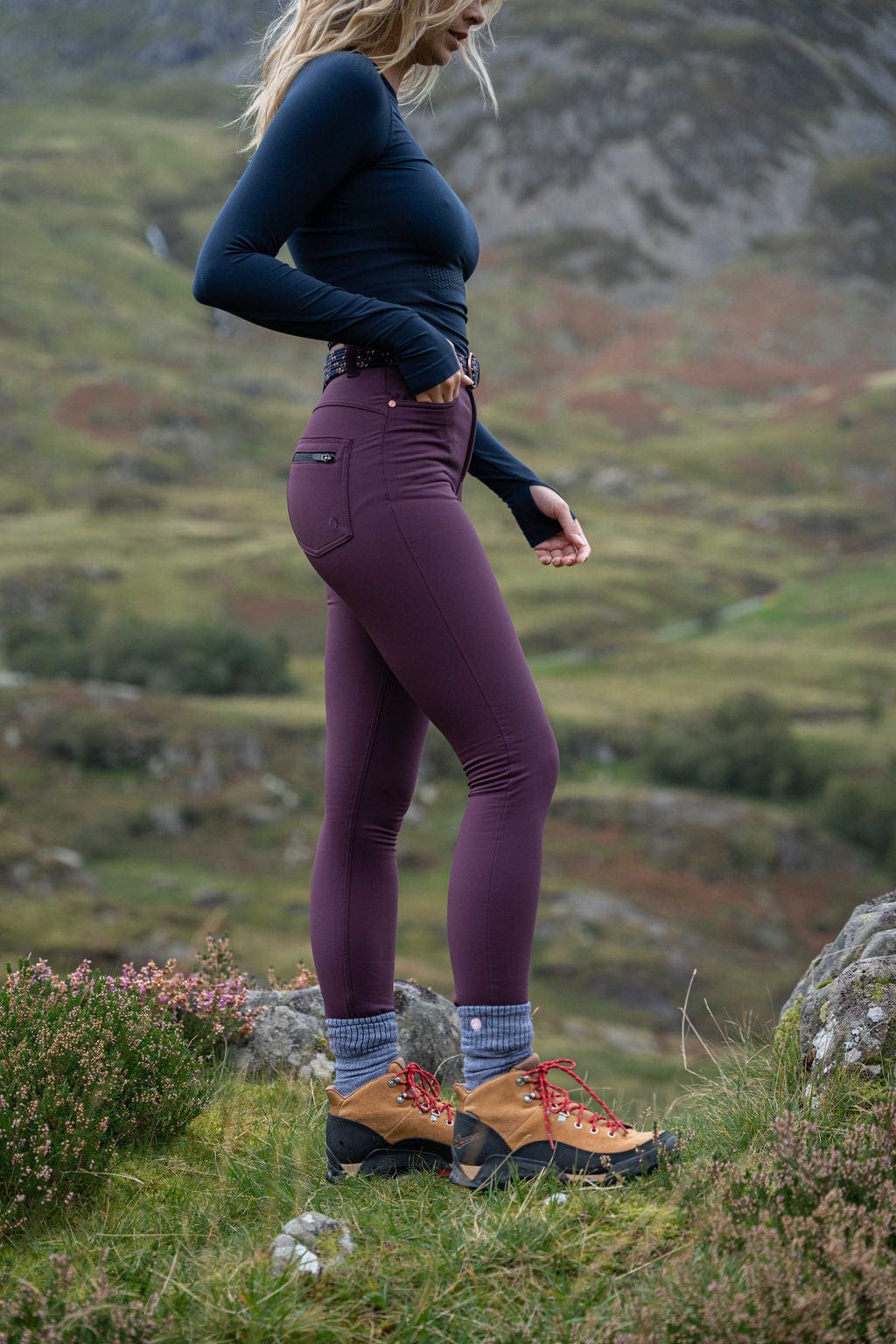 Thermal Skinny Outdoor Trousers - Aubergine Trousers  
