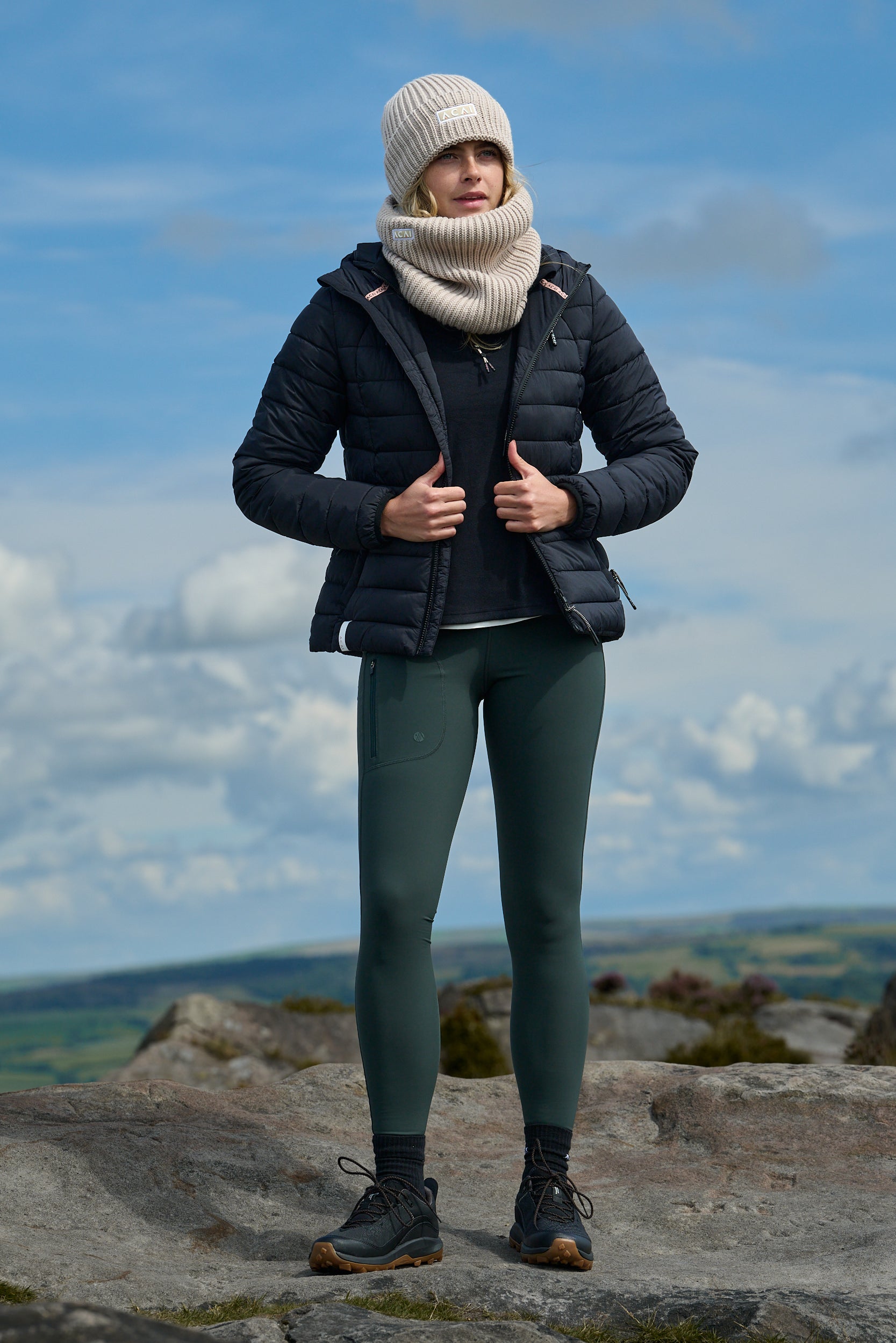 Shower Resistant Softshell Leggings - Forest Green
