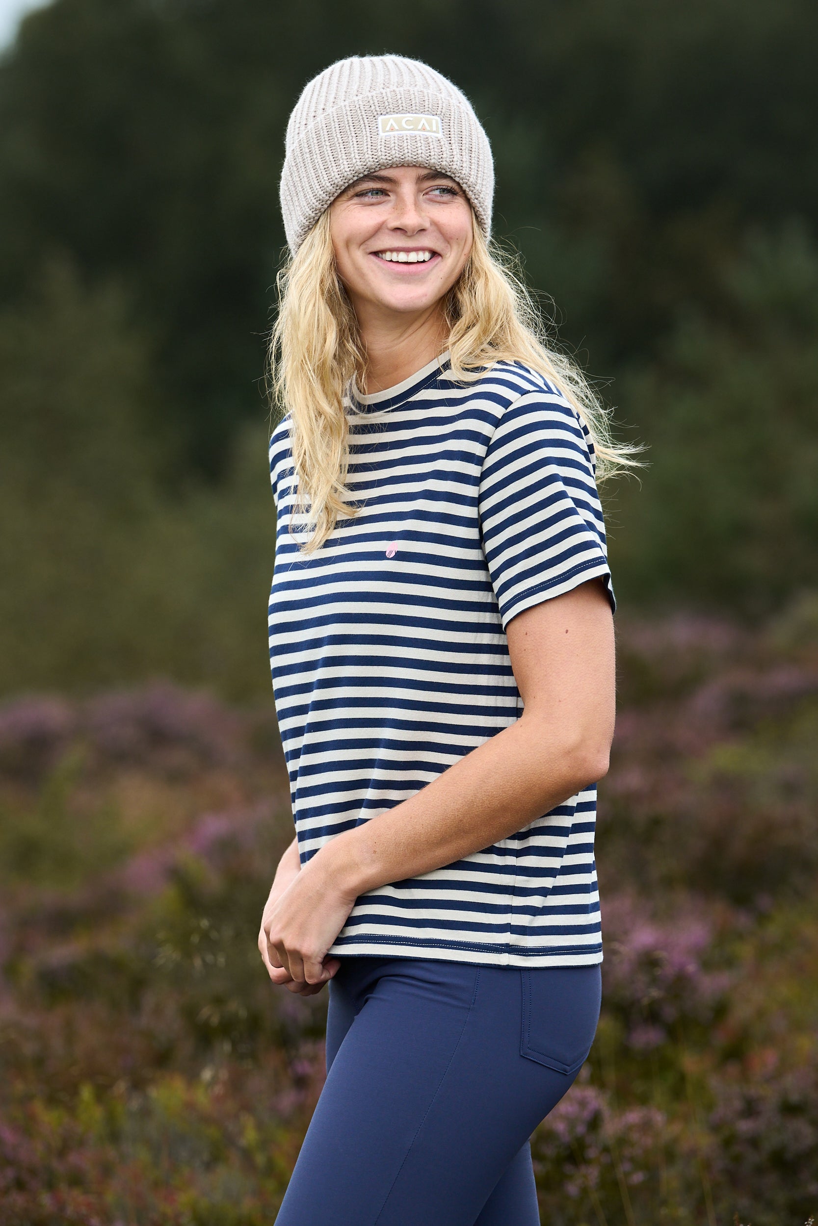 Glide Boxy Tee - Navy Stripe