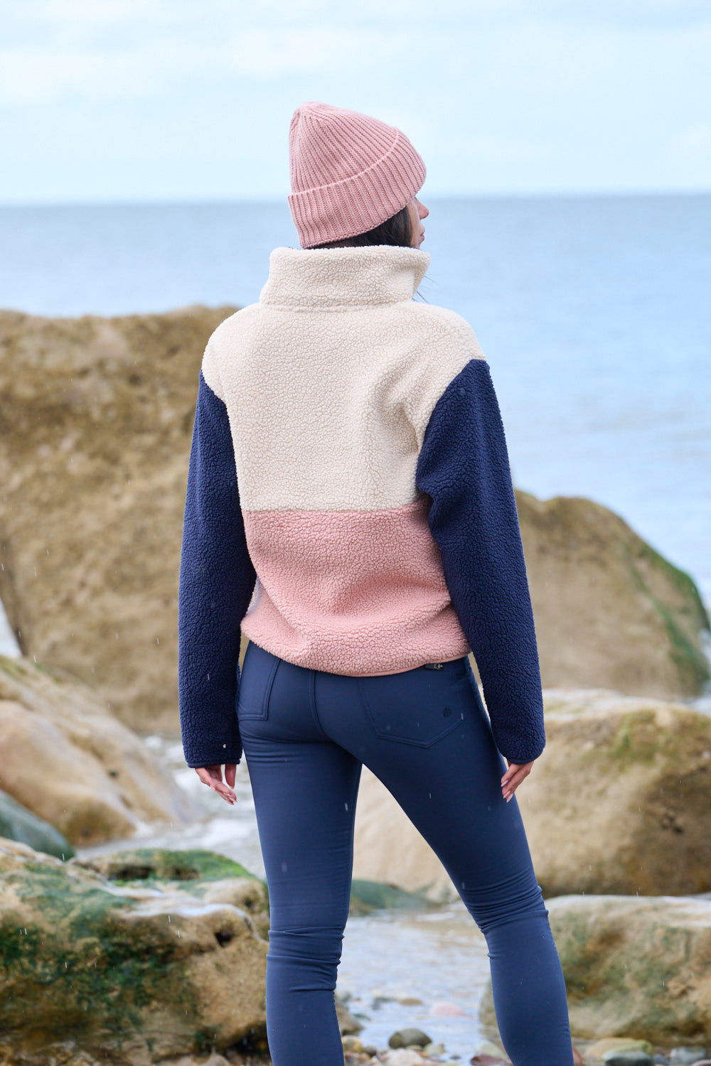 Campfire Colourblock Fleece - Dusky Pink