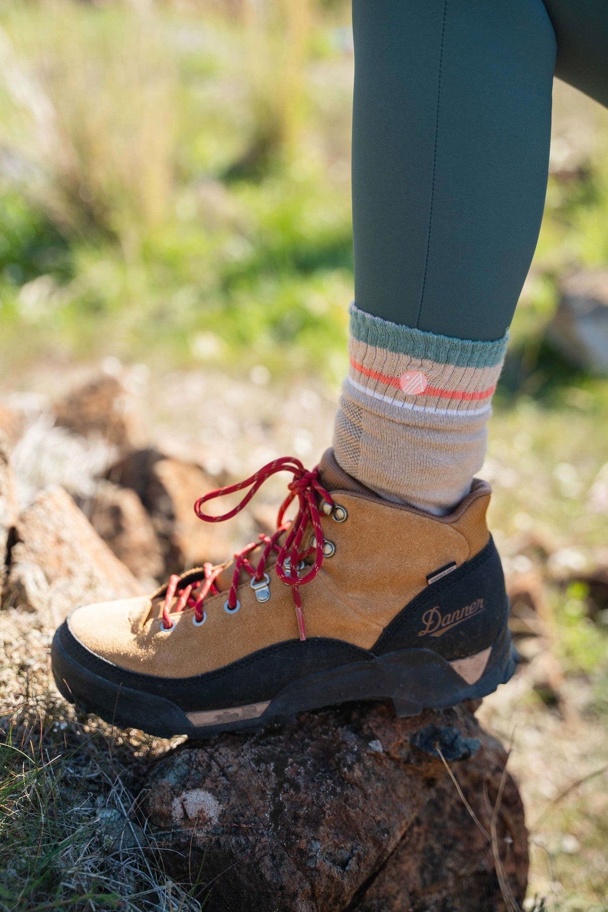 Bamboo Hiking Socks - Lily Pad Stripe