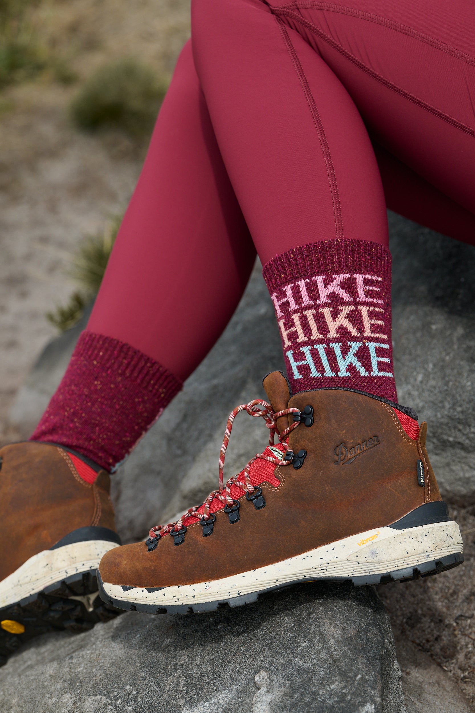'Hike Hike Hike' Sock - Cabernet