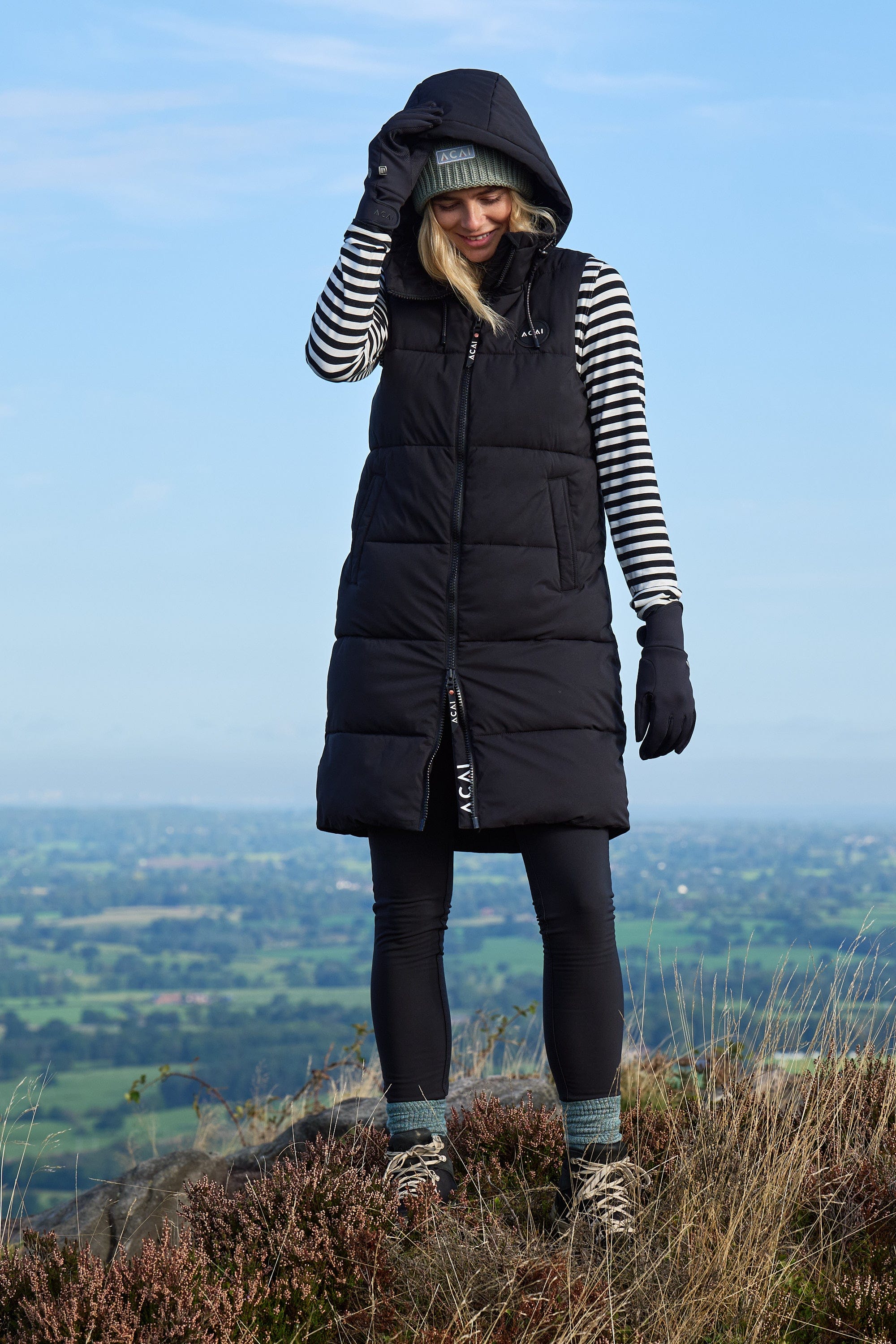 ACAI Longline Gilet Women's Black Puffer Bodywarmer