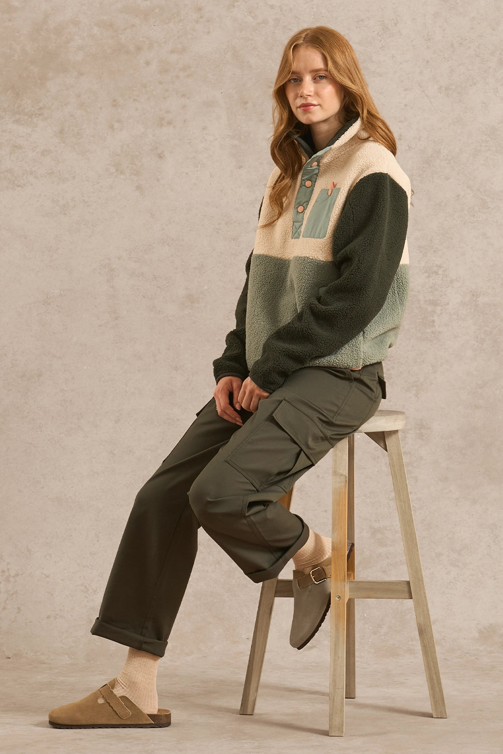 Campfire Colourblock Fleece - Forest Green