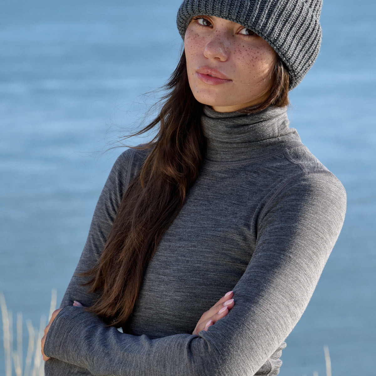 Womens Merino Wool Beanie Grey Marl | ACAI
