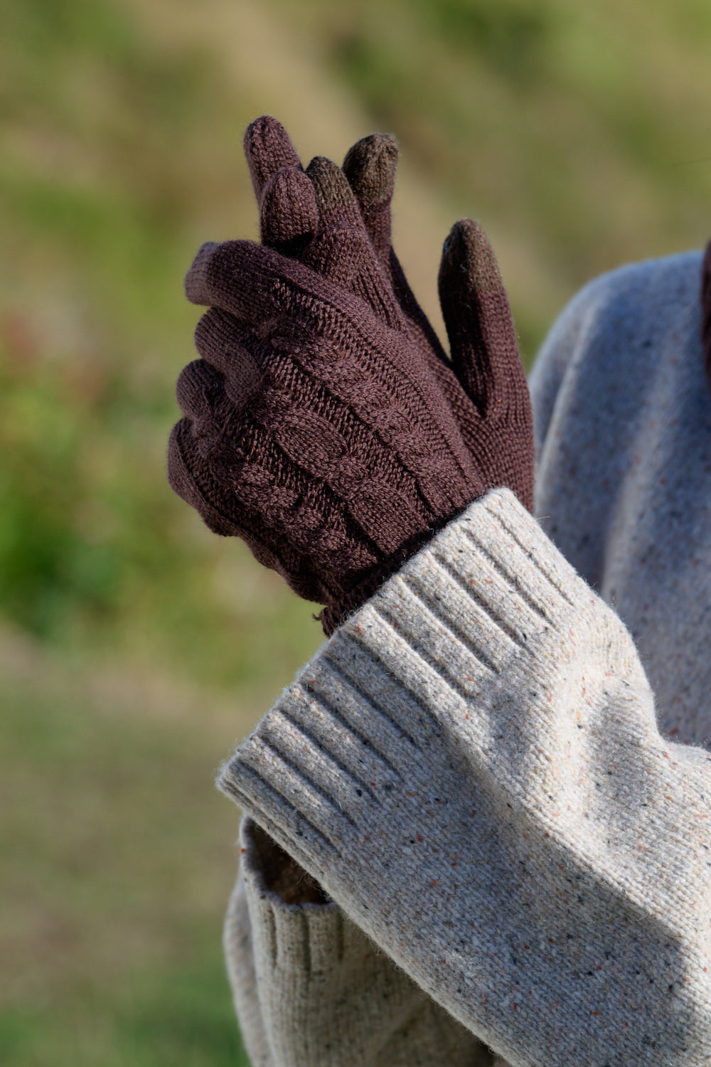 Womens Merino Wool Knitted Gloves Chocolate Plum | ACAI