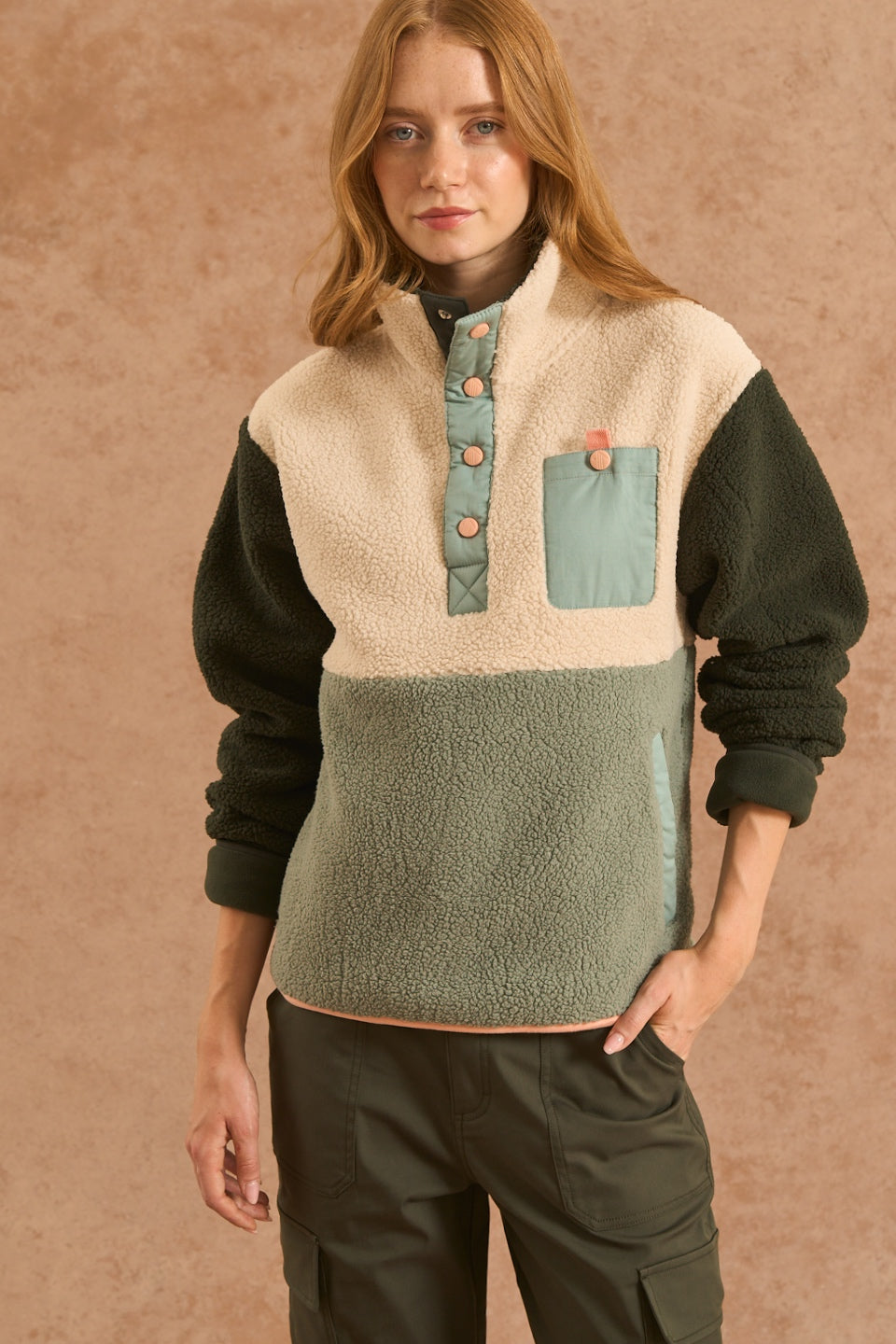 Campfire Colourblock Fleece - Forest Green
