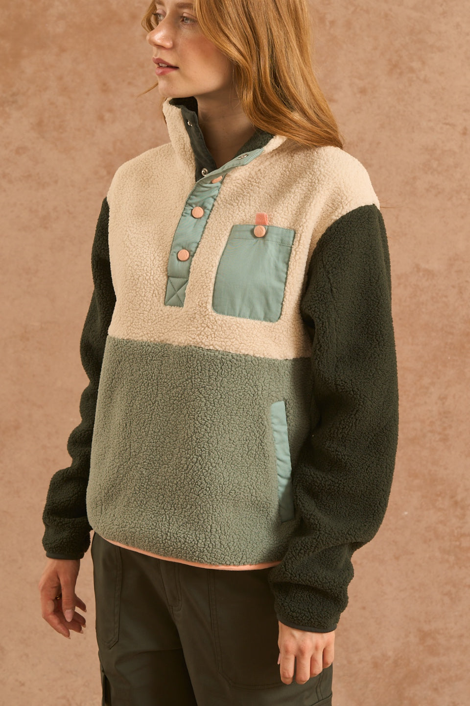 Campfire Colourblock Fleece - Forest Green