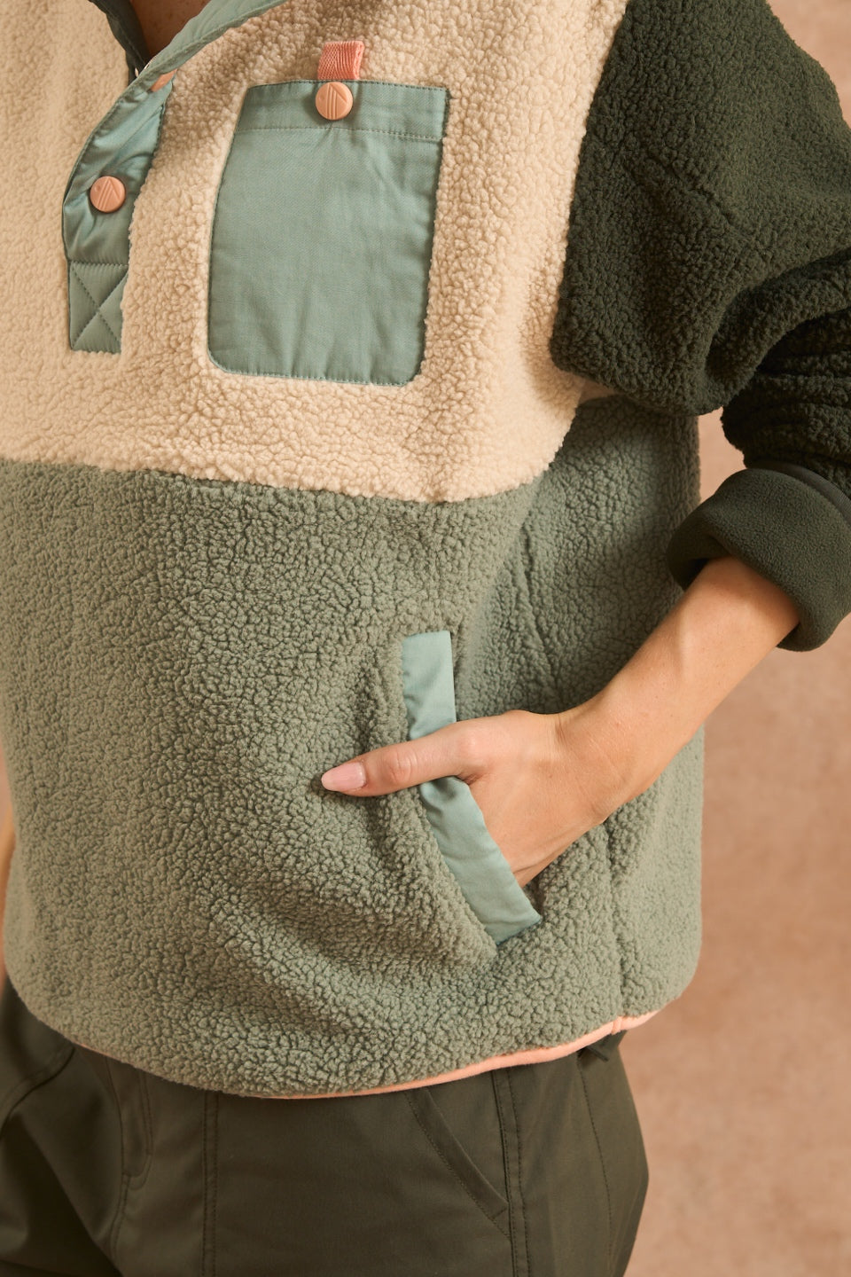 Campfire Colourblock Fleece - Forest Green