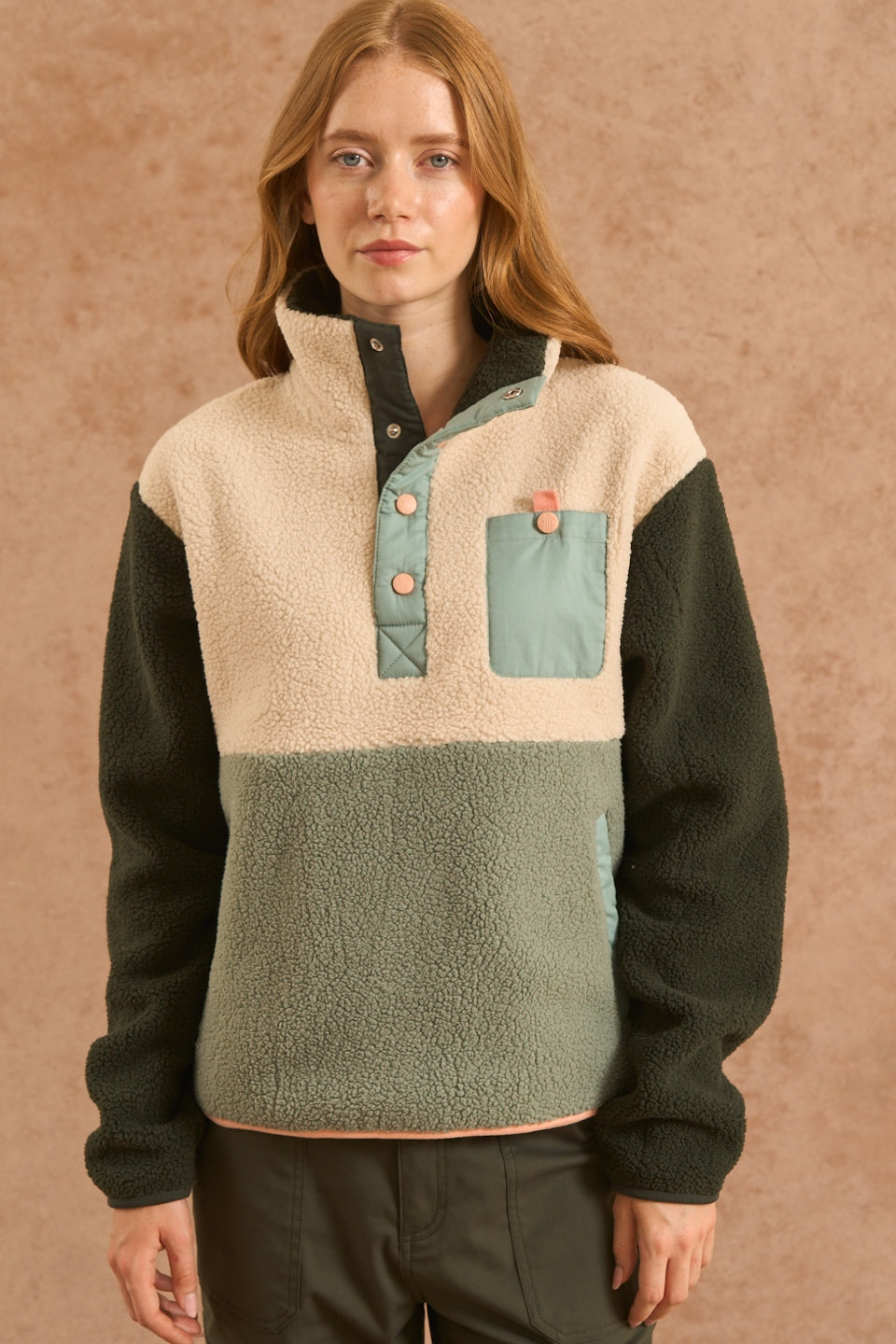Campfire Colourblock Fleece - Forest Green