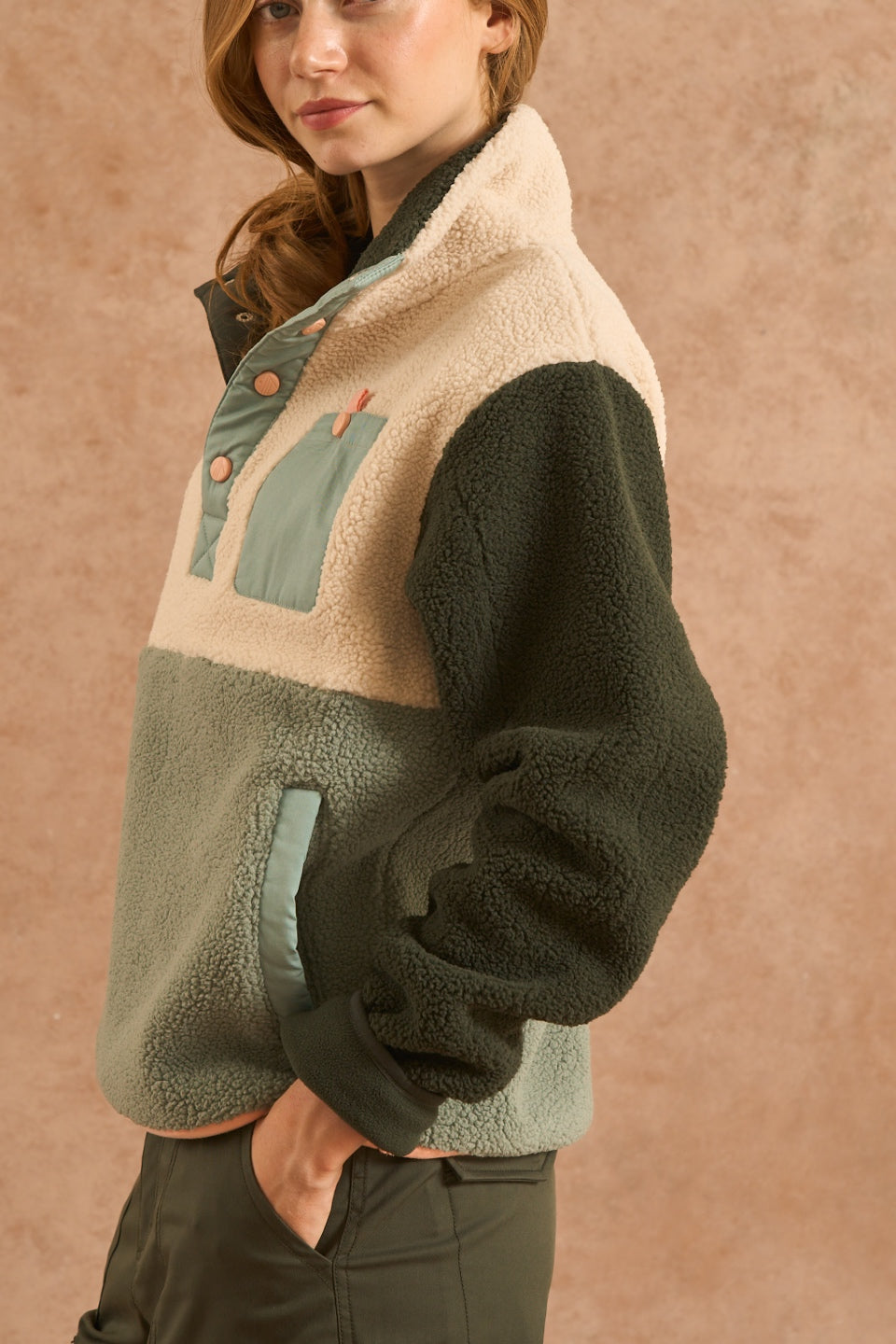 Campfire Colourblock Fleece - Forest Green