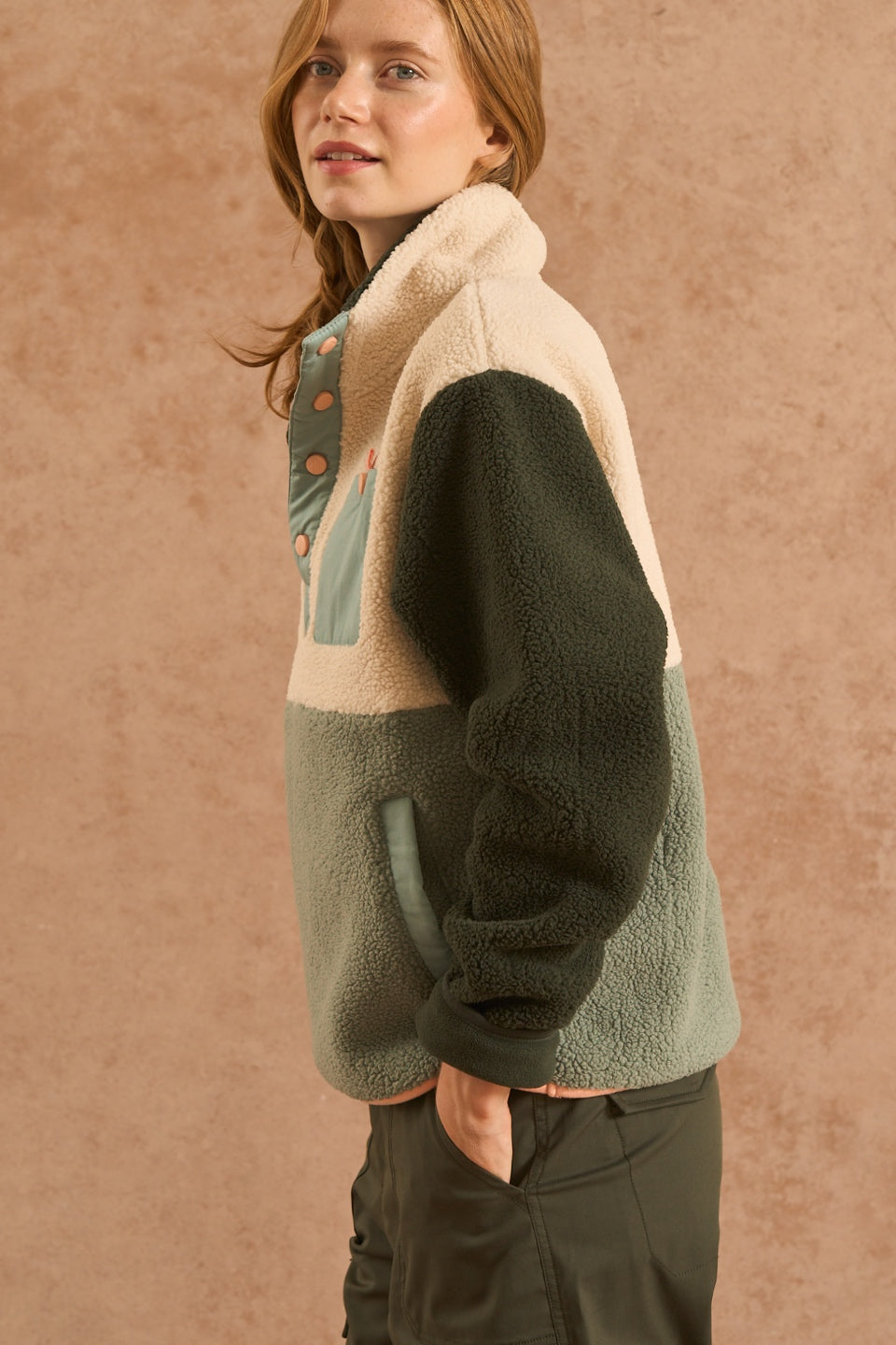 Campfire Colourblock Fleece - Forest Green
