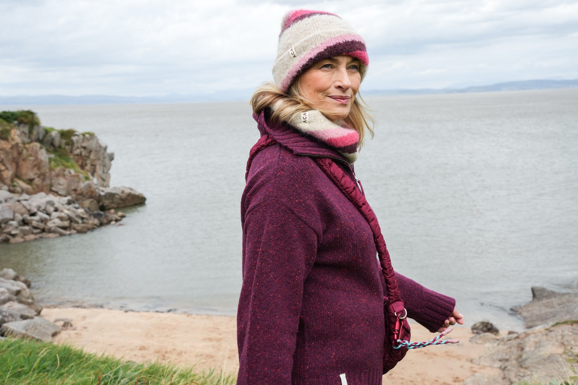 Wildwood Quarter Zip Knitted Jumper - Cabernet