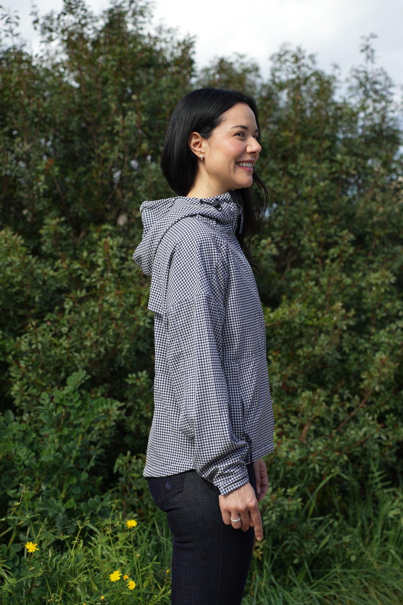 ACAI Packable Lightweight Gingham Jacket | Wind & Shower Ready