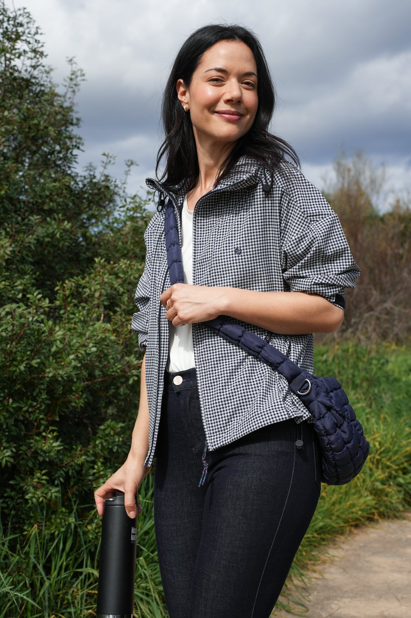 Airlite Windbreaker Jacket - Deep Navy Gingham