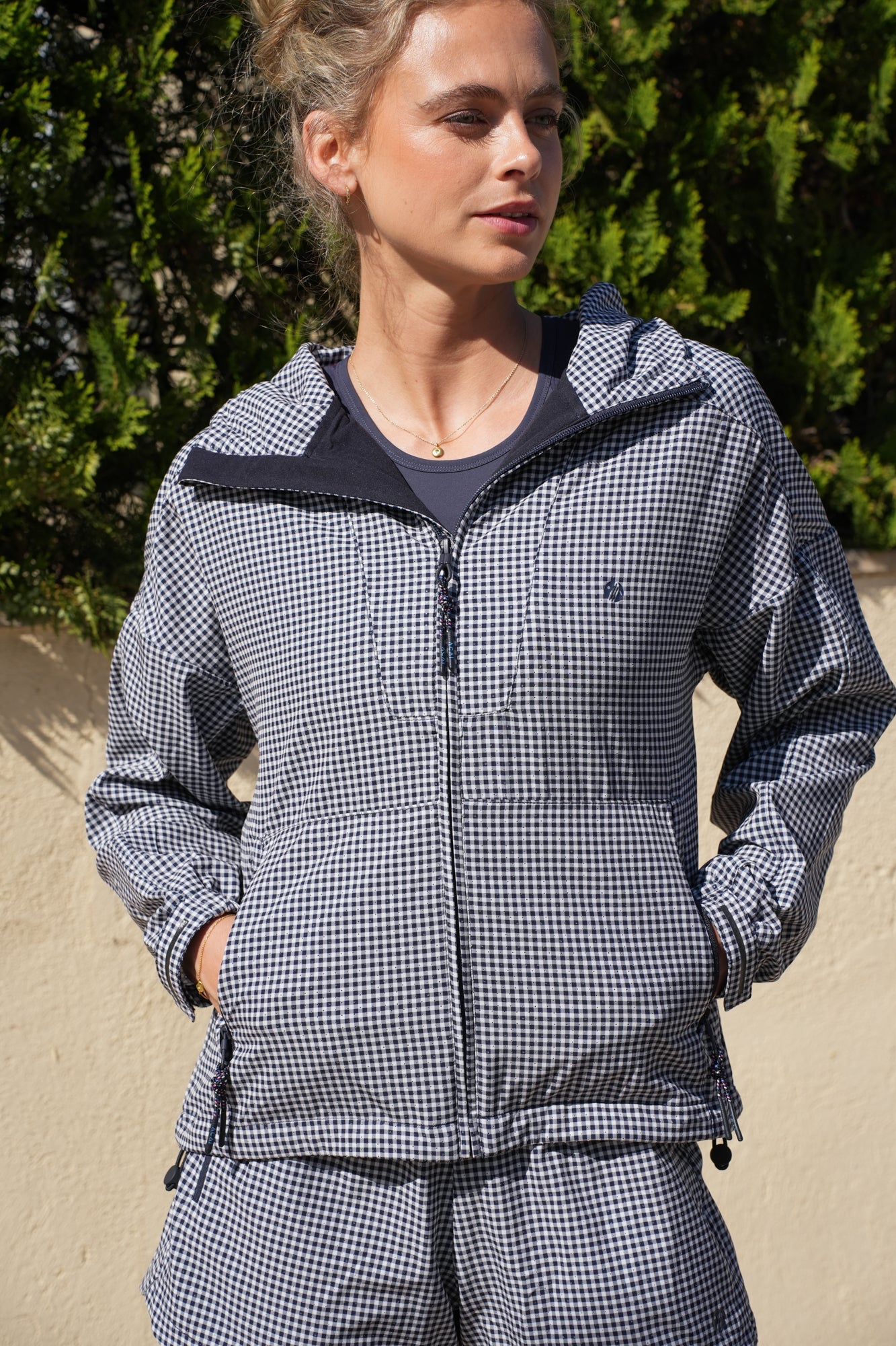 ACAI Packable Lightweight Gingham Jacket | Wind & Shower Ready