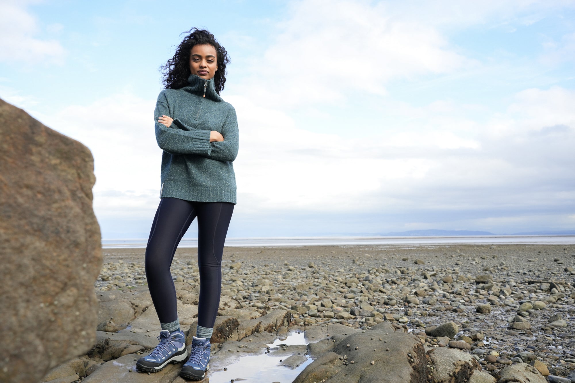 Wildwood Quarter Zip Knitted Jumper - Wild Fern