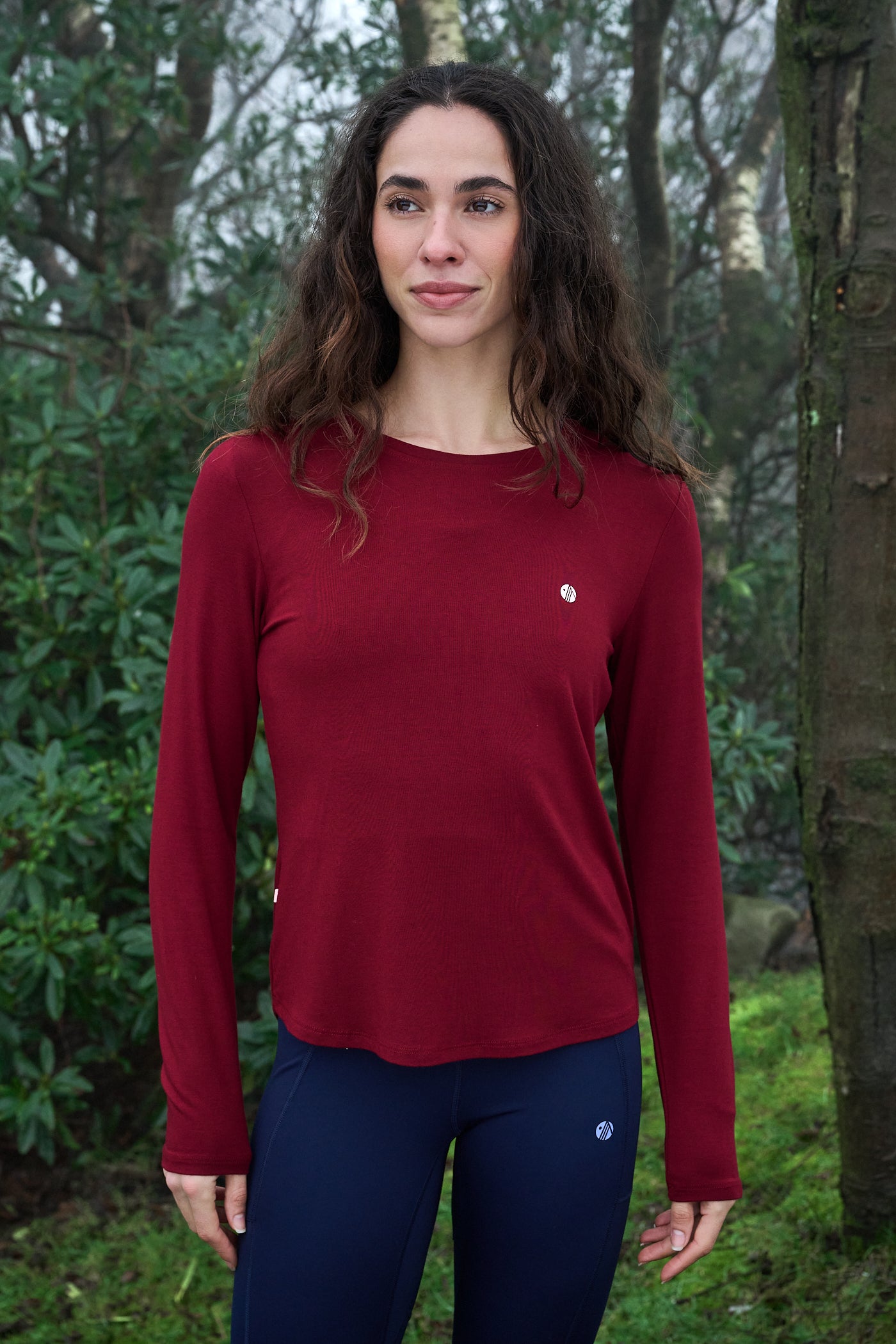 On The Go Bamboo Long Sleeve Tee - Cabernet